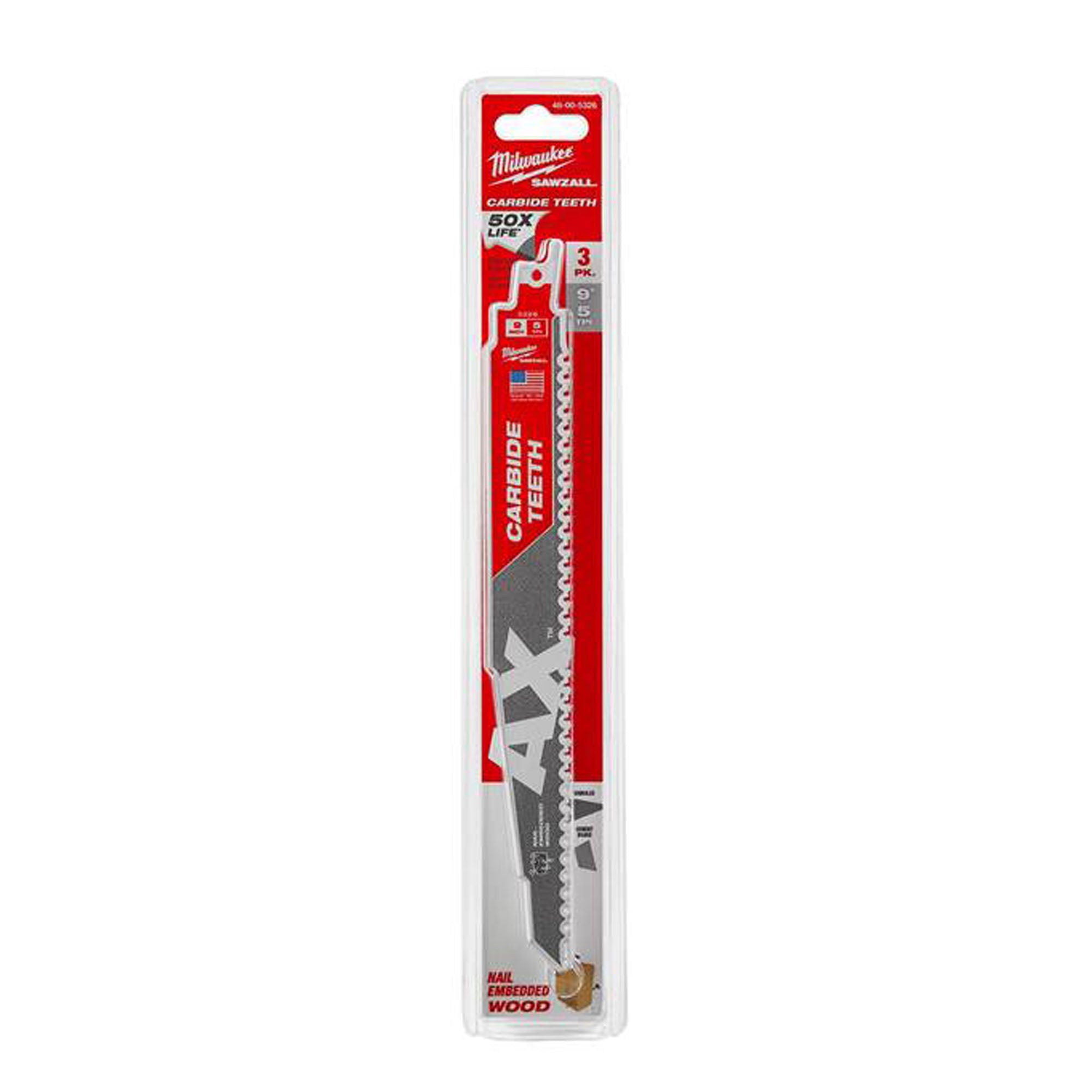 Lame de scie alternative THE AX au carbure, 12'' X 5 TPI (emballage de 3)
