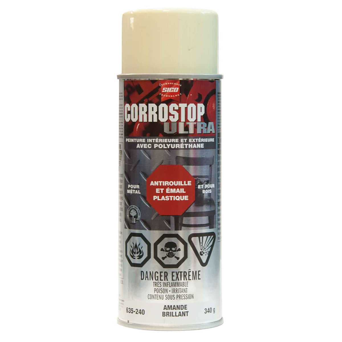 Peinture aérosol Corrostop, antirouille, amande, 340 gr