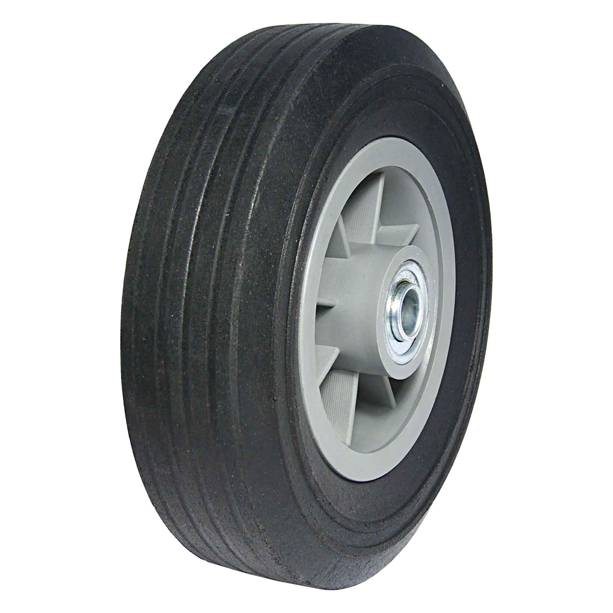 Roue de caoutchouc avec jante décentré en plastique, 203 mm x 55 mm