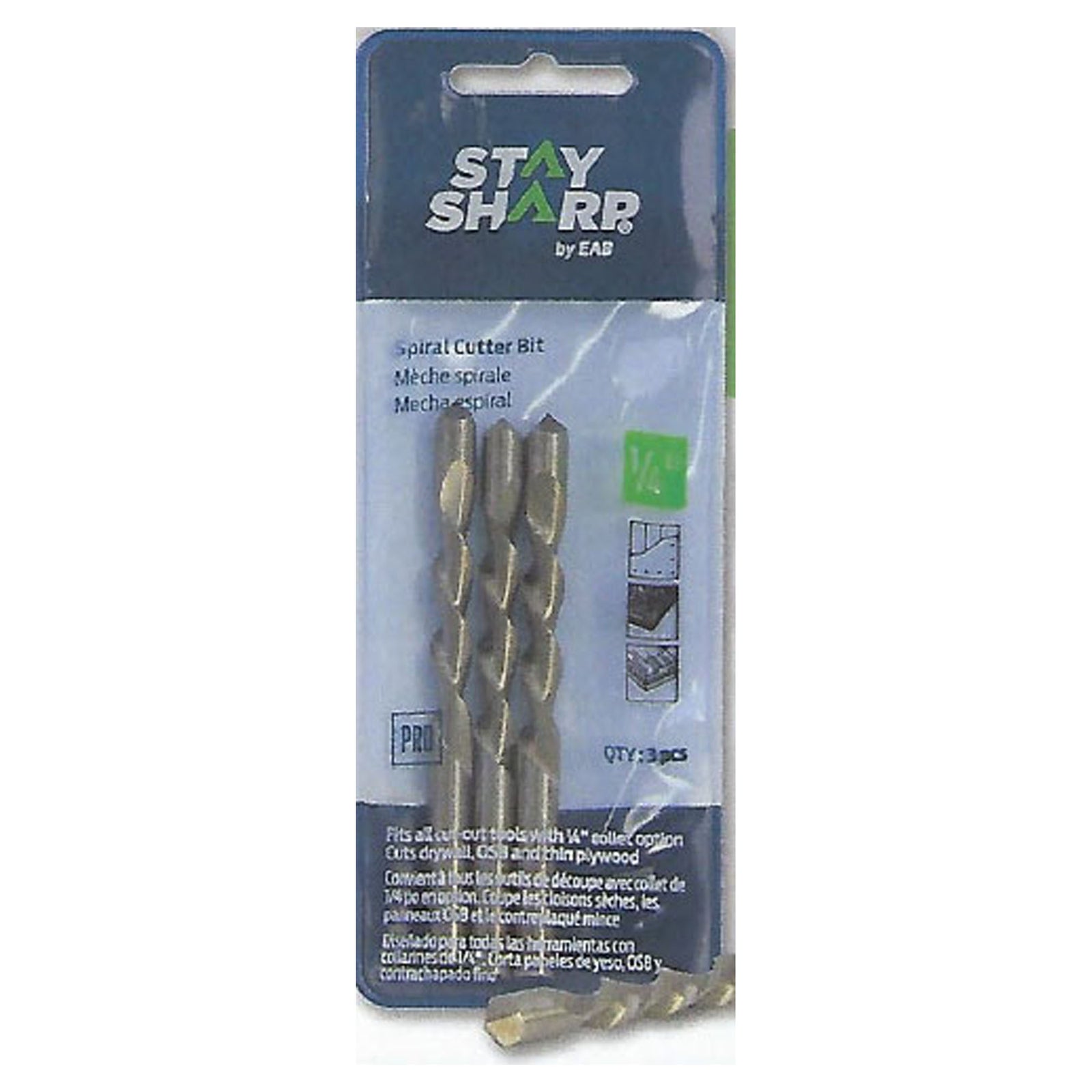 Mèche à gypse avec guide, 1/4'' (emballage de 3)