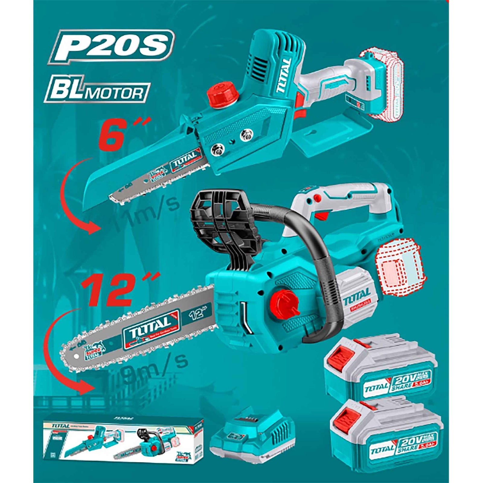 Ensemble promo scie à chaîne 12″ et scie à élaguer 6″