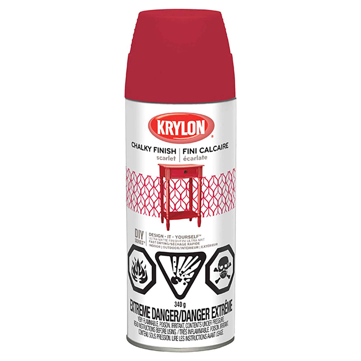 Peinture Aérosol Krylon Crayeus, rouge écarlate, 340 gr