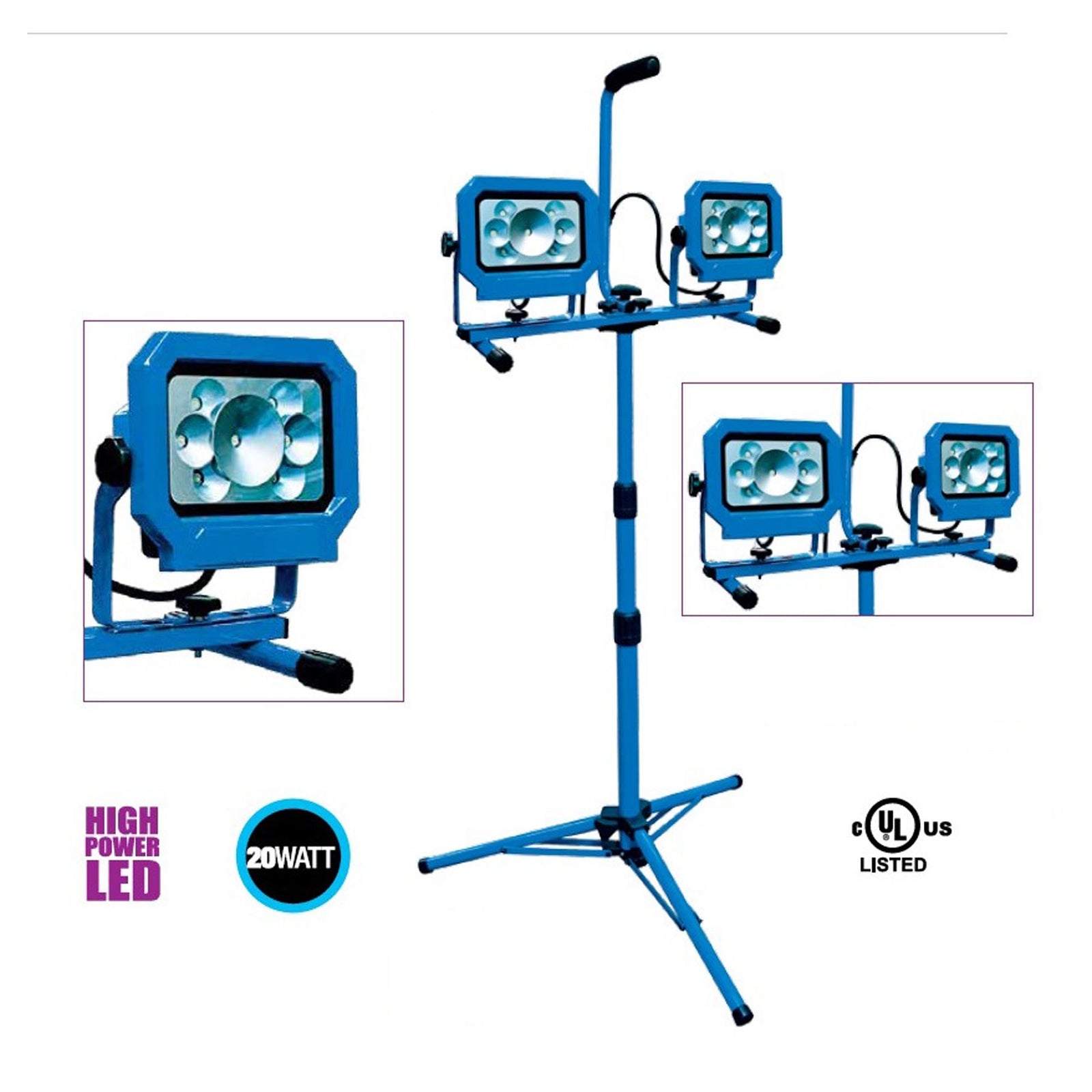 Lampe de travail au LED double sur pied, USB