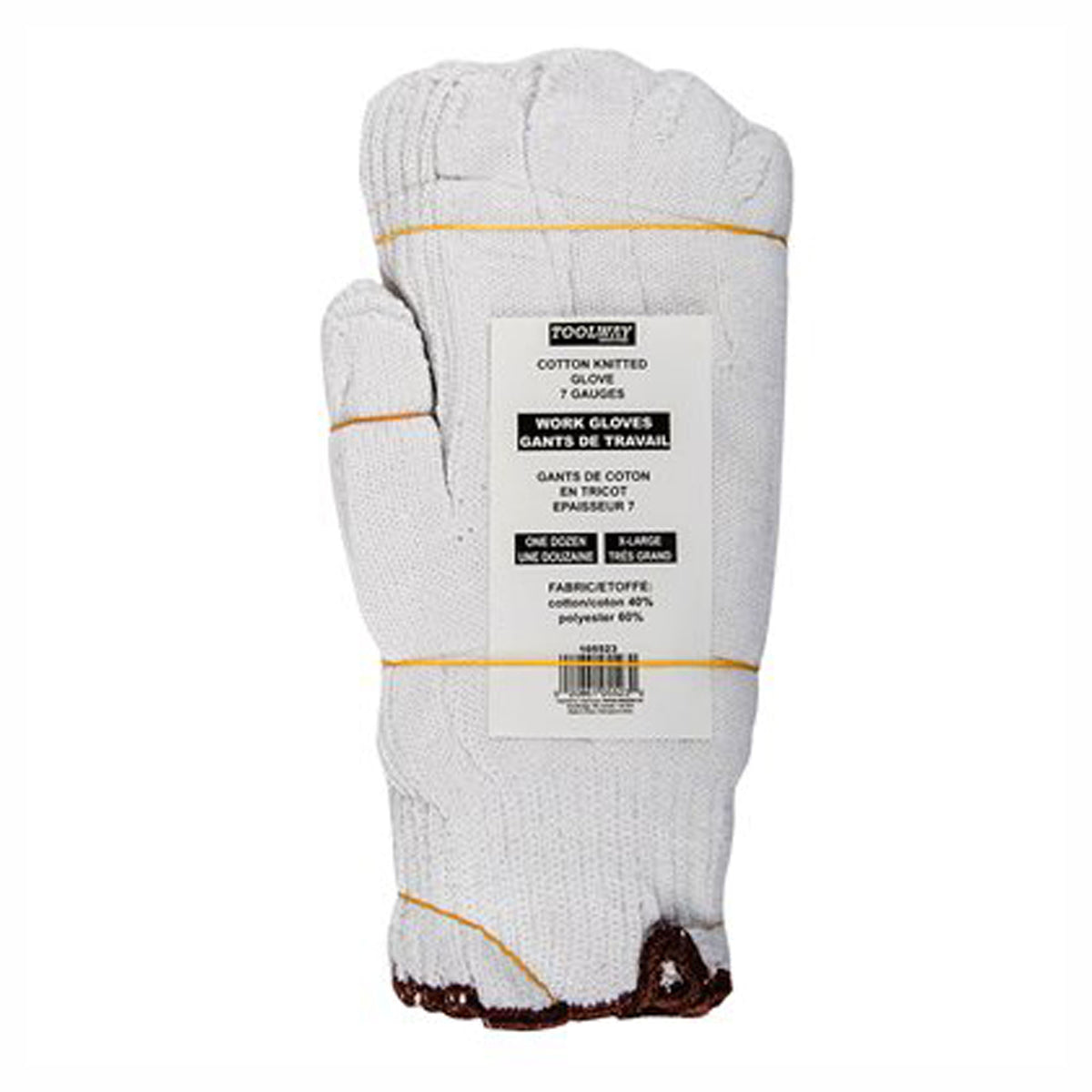 Gants de coton, poly tricotée, blanc, très grand (emballages de 12)