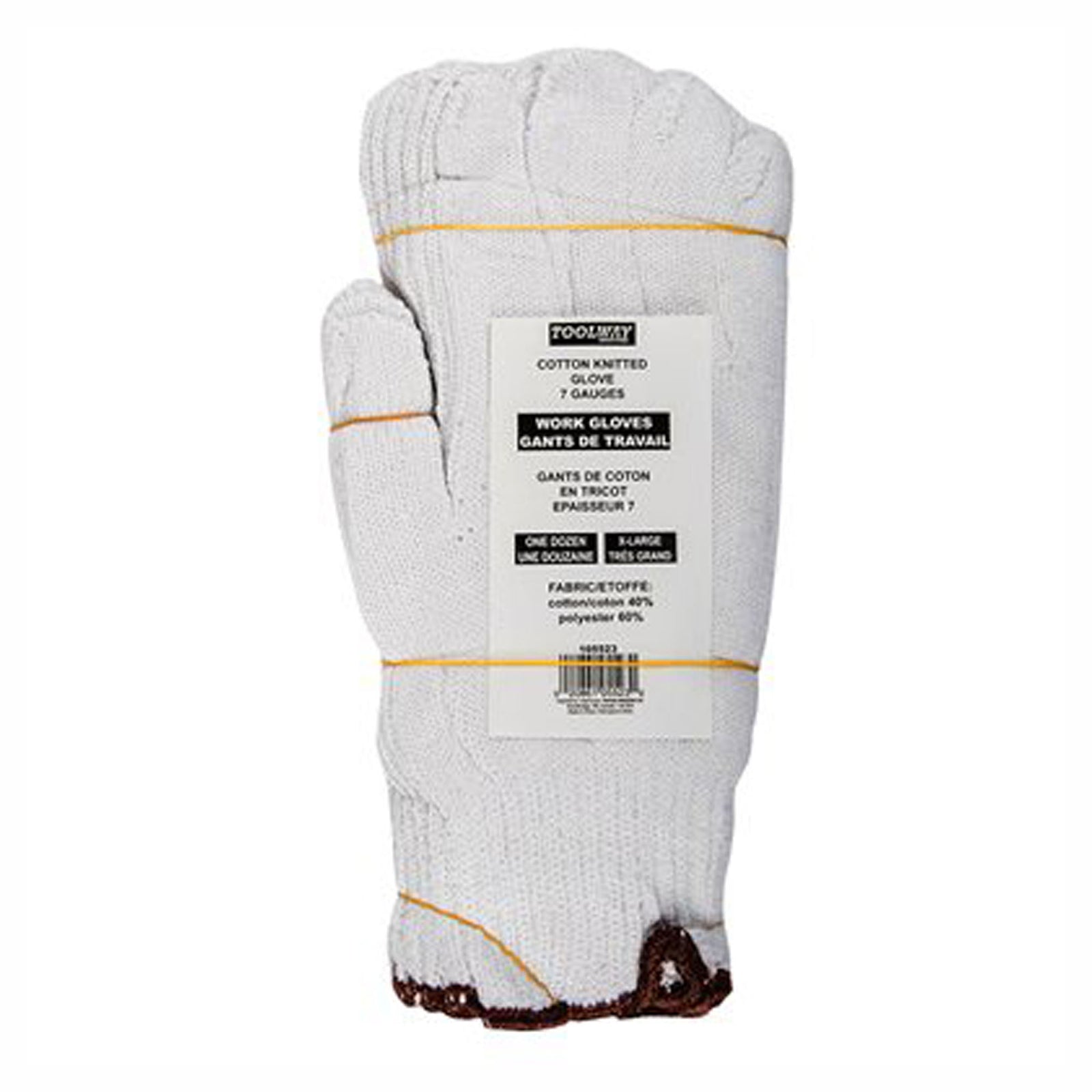 Gants de coton, poly tricotée, blanc, très grand (emballages de 12)
