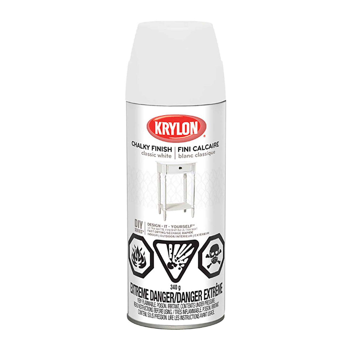 Peinture Aérosol Krylon Crayeus, blanc classique, 340 gr