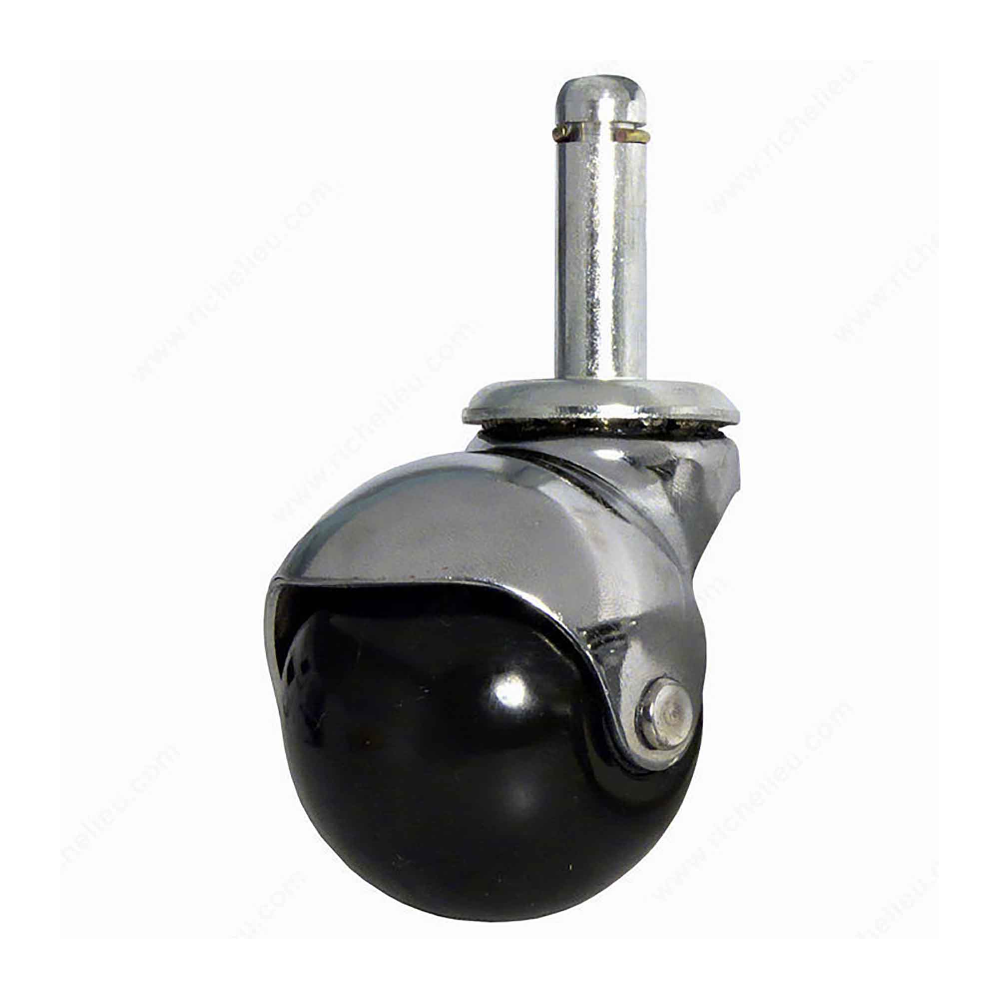 Roulette en dôme sur tige pour meuble, chrome, 2''