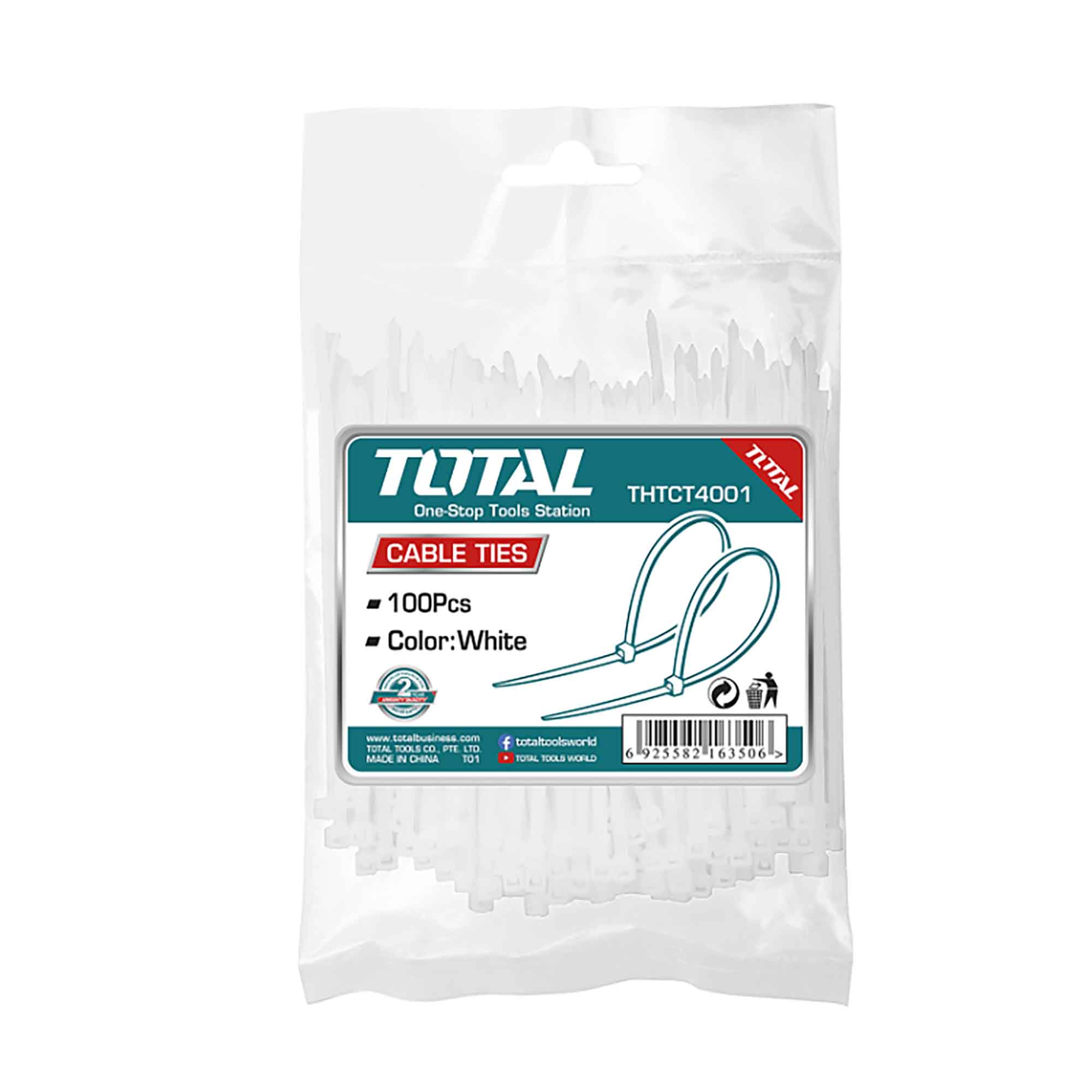 Attache-câbles blanc nylon 66, 16'' (paquet de 100)