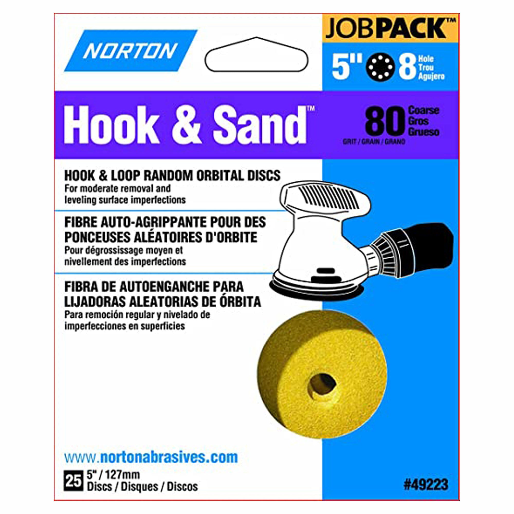 Disque de ponçage velcro, 5'', 80 gr (emballage de 25)