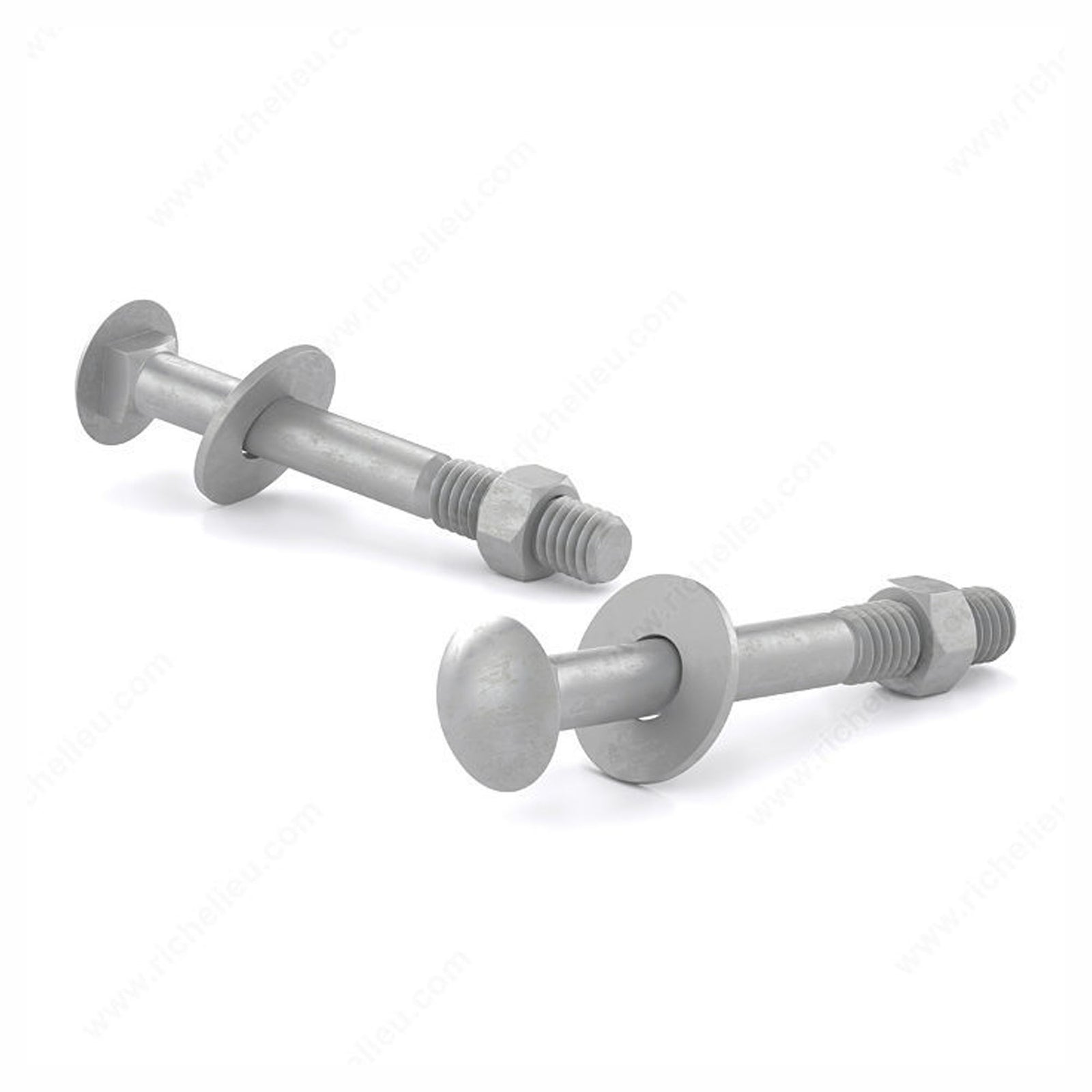 AA - Boulon de carrosserie, tête ronde avec écrou et rondelle, acier galvanisé à chaud, 1/4'' x 3-1/2'' (emballage de 4)