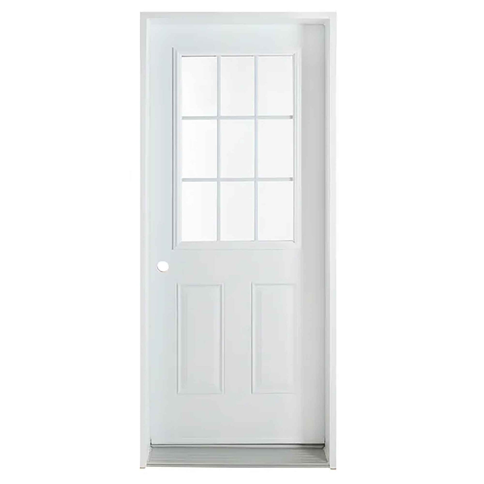 Porte d'acier extérieur, modèle B06, gauche 34'', verre carrelage,  blanc