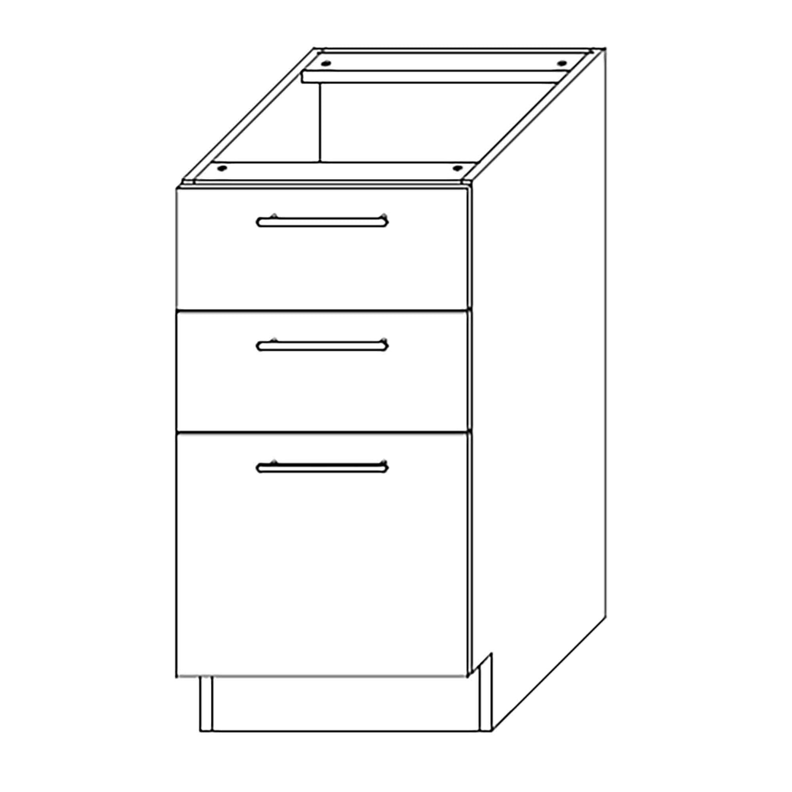 Caisson bas d'armoire 3 tiroirs, 24'', noir mat