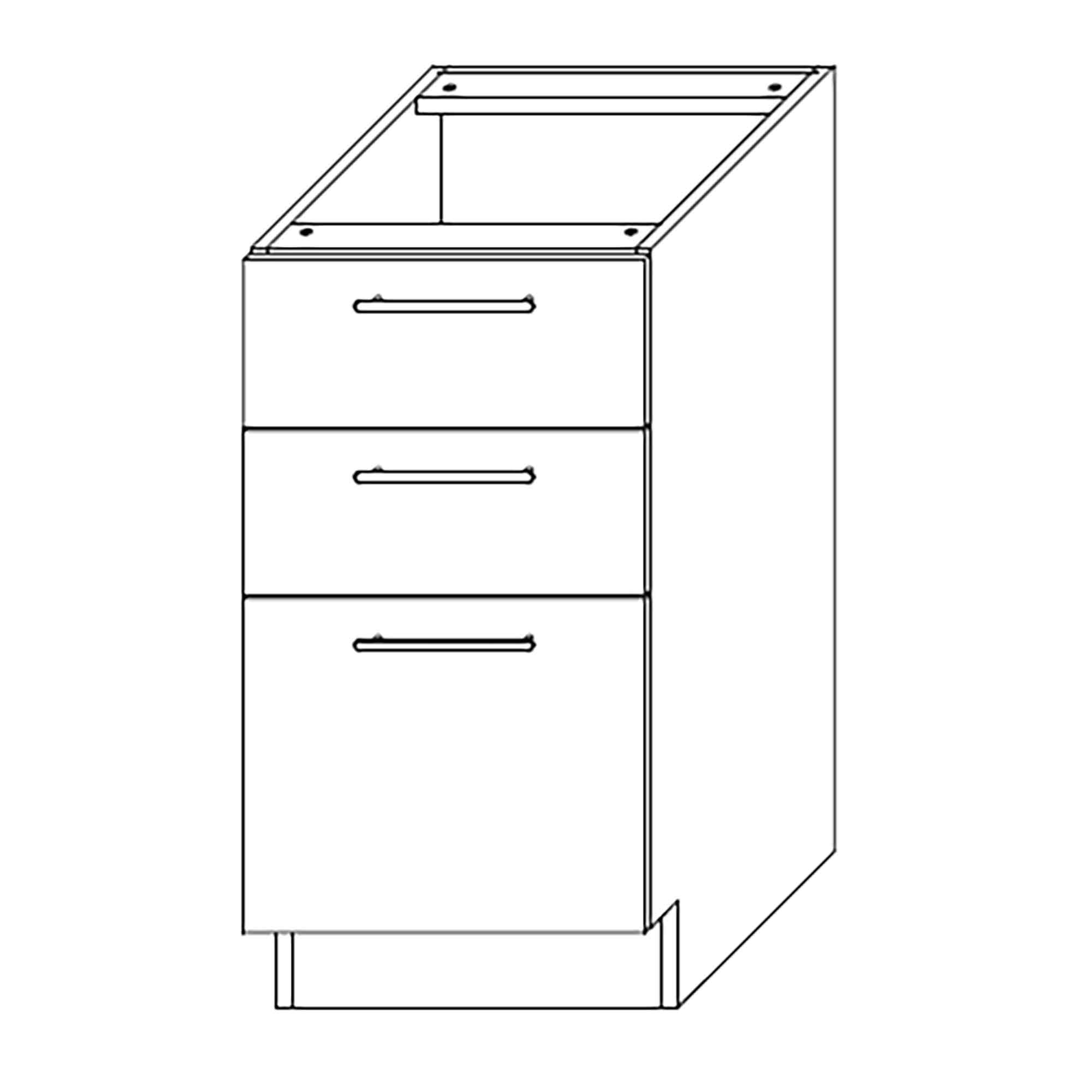 Caisson bas d'armoire 3 tiroirs, 24'', noir mat