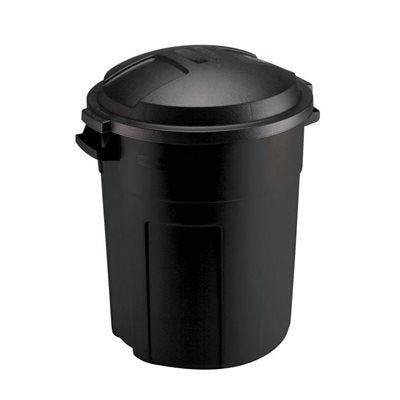 Poubelle extérieure avec couvercle, noire, 80 litres
