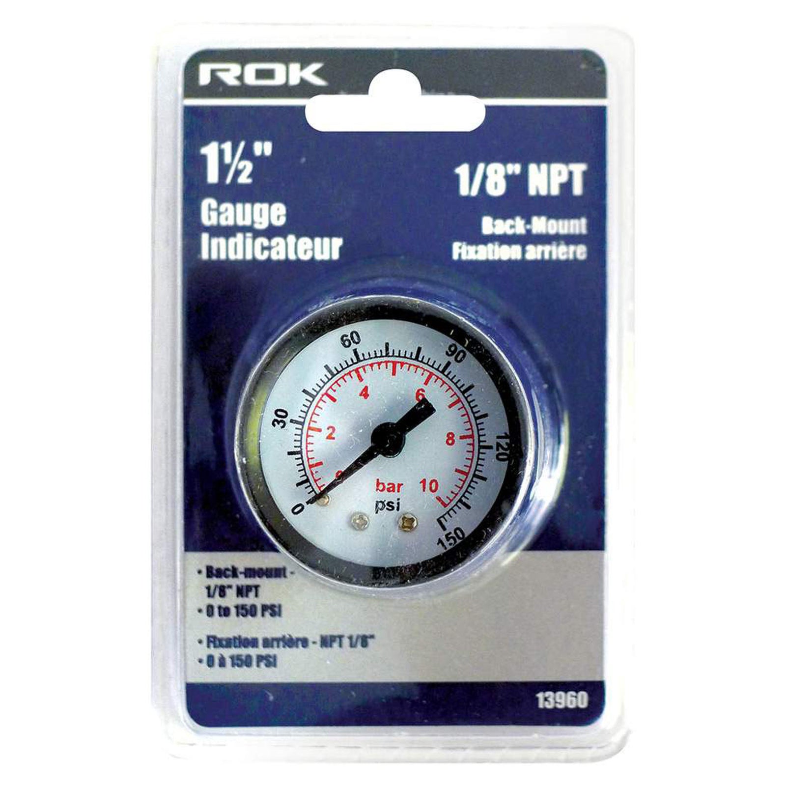 Jauge à pression, 1/8'' NPT, 1-1/2'', 150 PSI