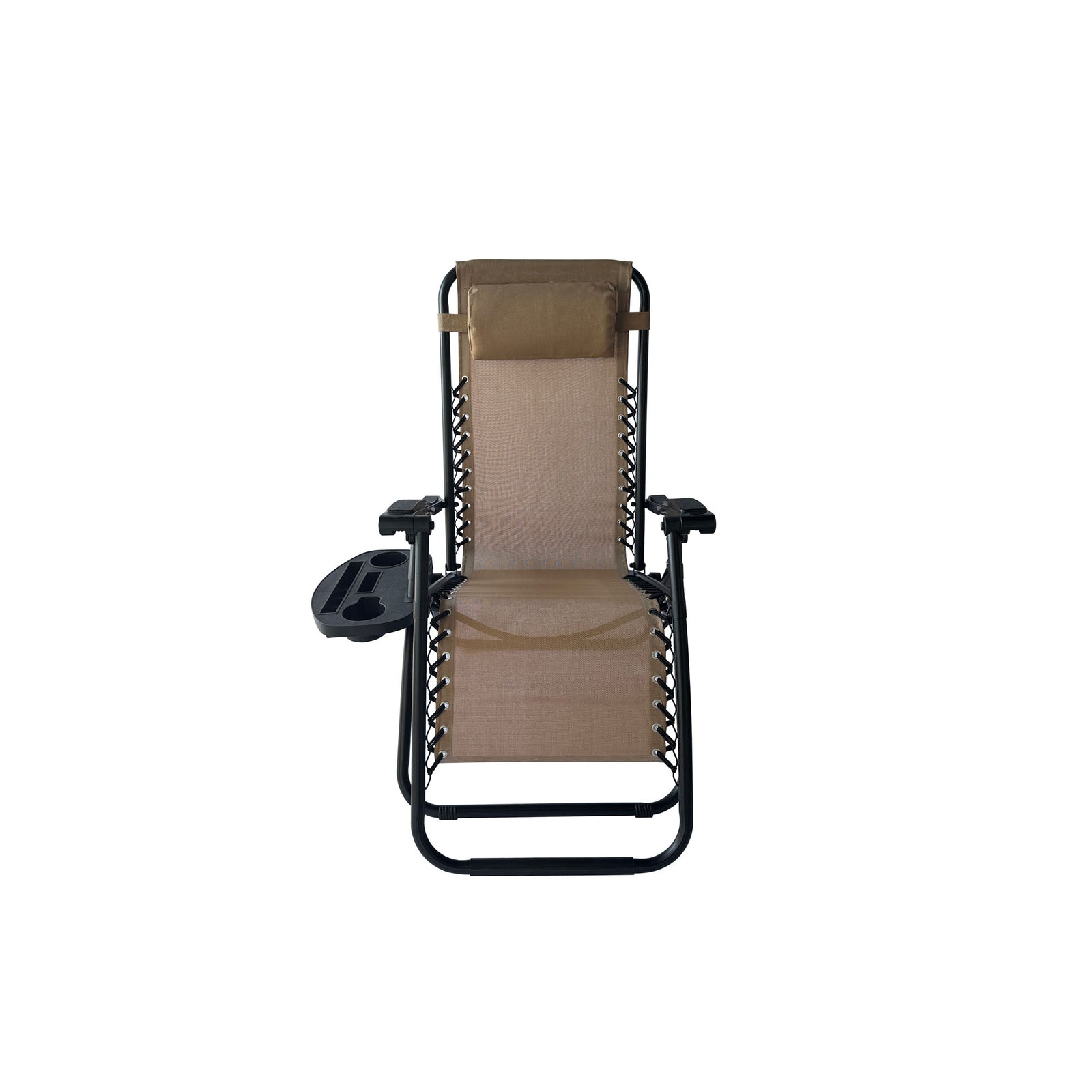 Chaise zéro gravité avec plateau porte-gobelets, beige