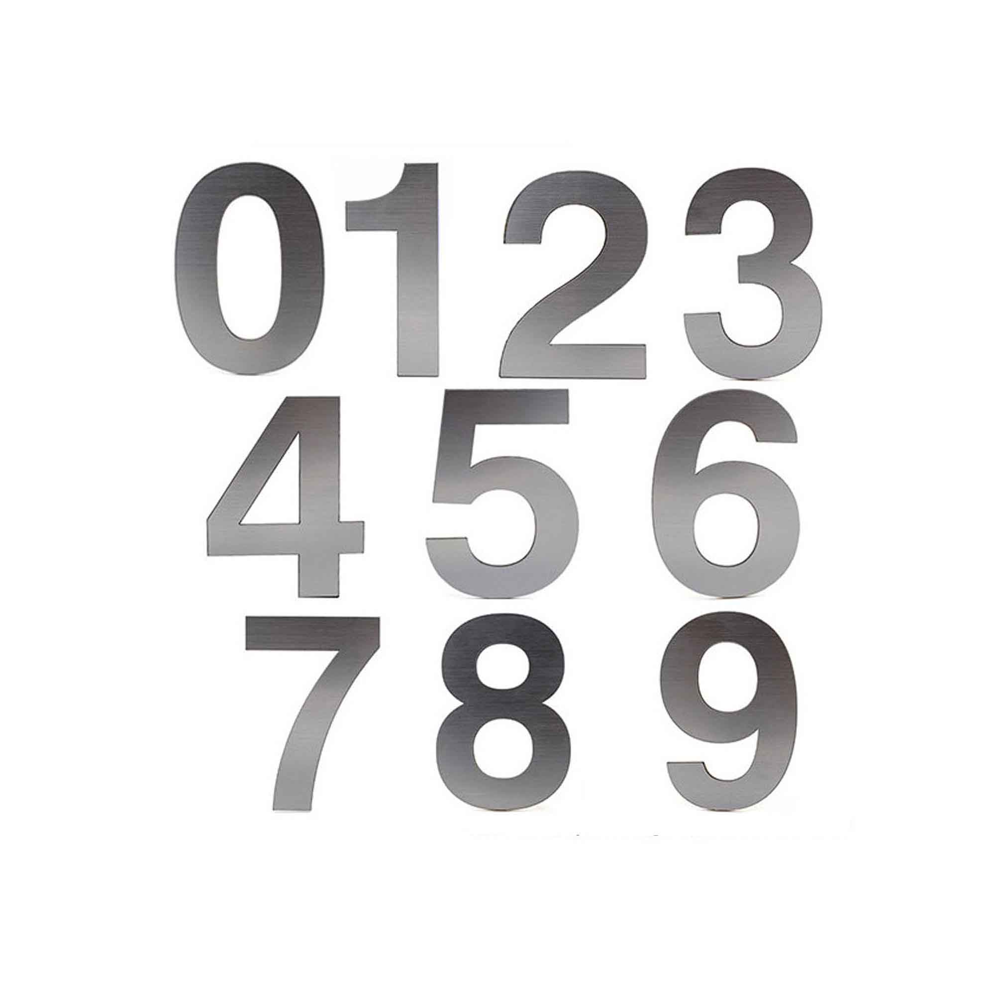 Chiffre autocollant en Plexiglas, fini aluminium, 4'', #8