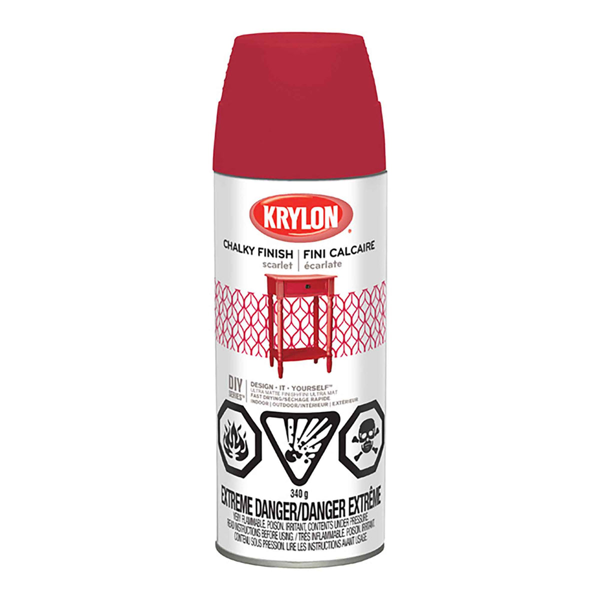 Peinture Aérosol Krylon Crayeus, rose Bonnet, 340 gr