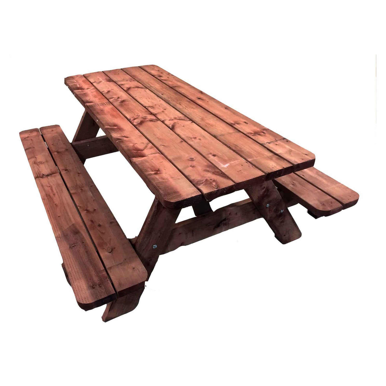 Table de pique-nique en bois traité, couleur cèdre. 6'