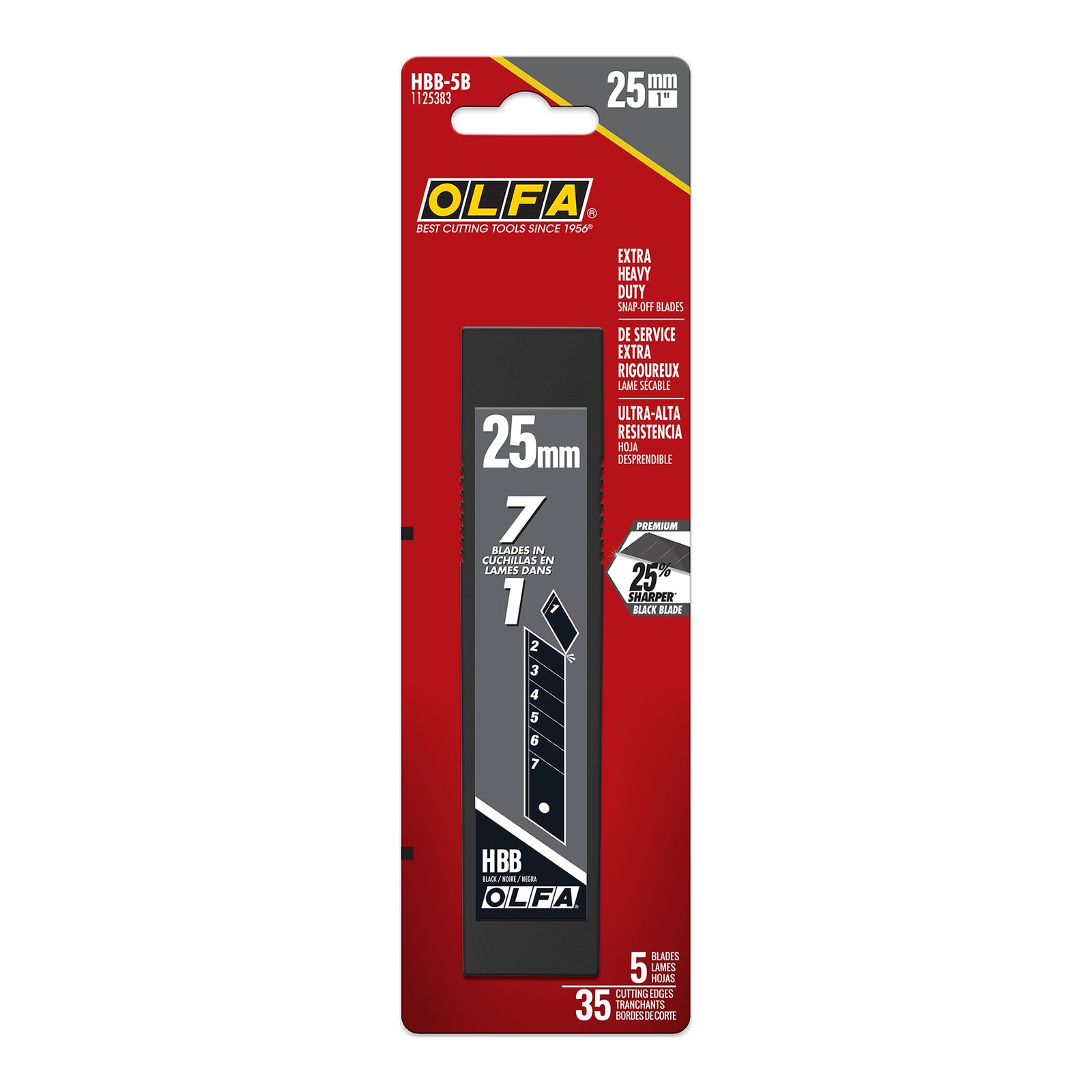 Lames sécables noires ultra-tranchantes de 25 mm, 5/pqt (HBB-5B)