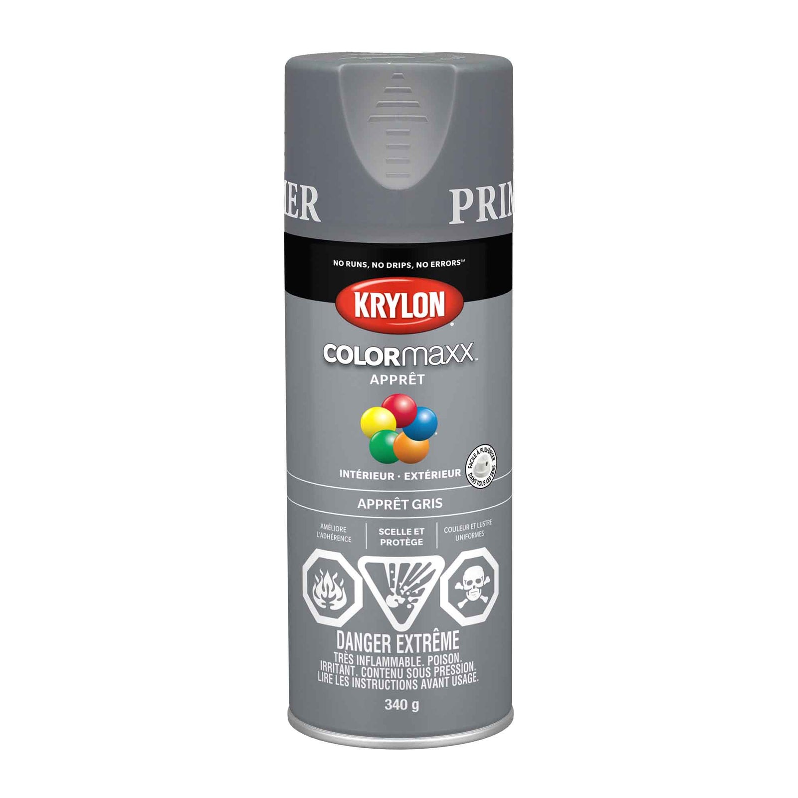 Krylon aérosol COLORMAXX apprêt gris, 340 g