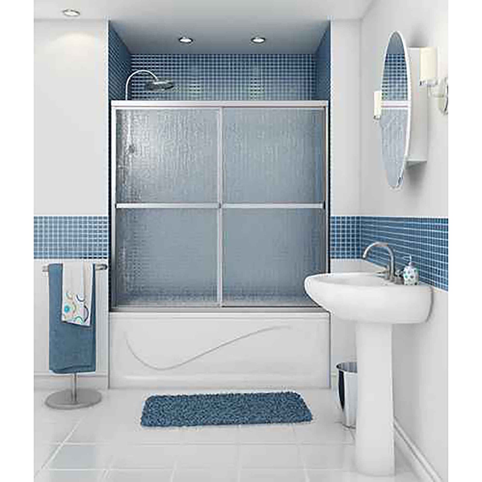 Porte de baignoire de 54’’, chromée