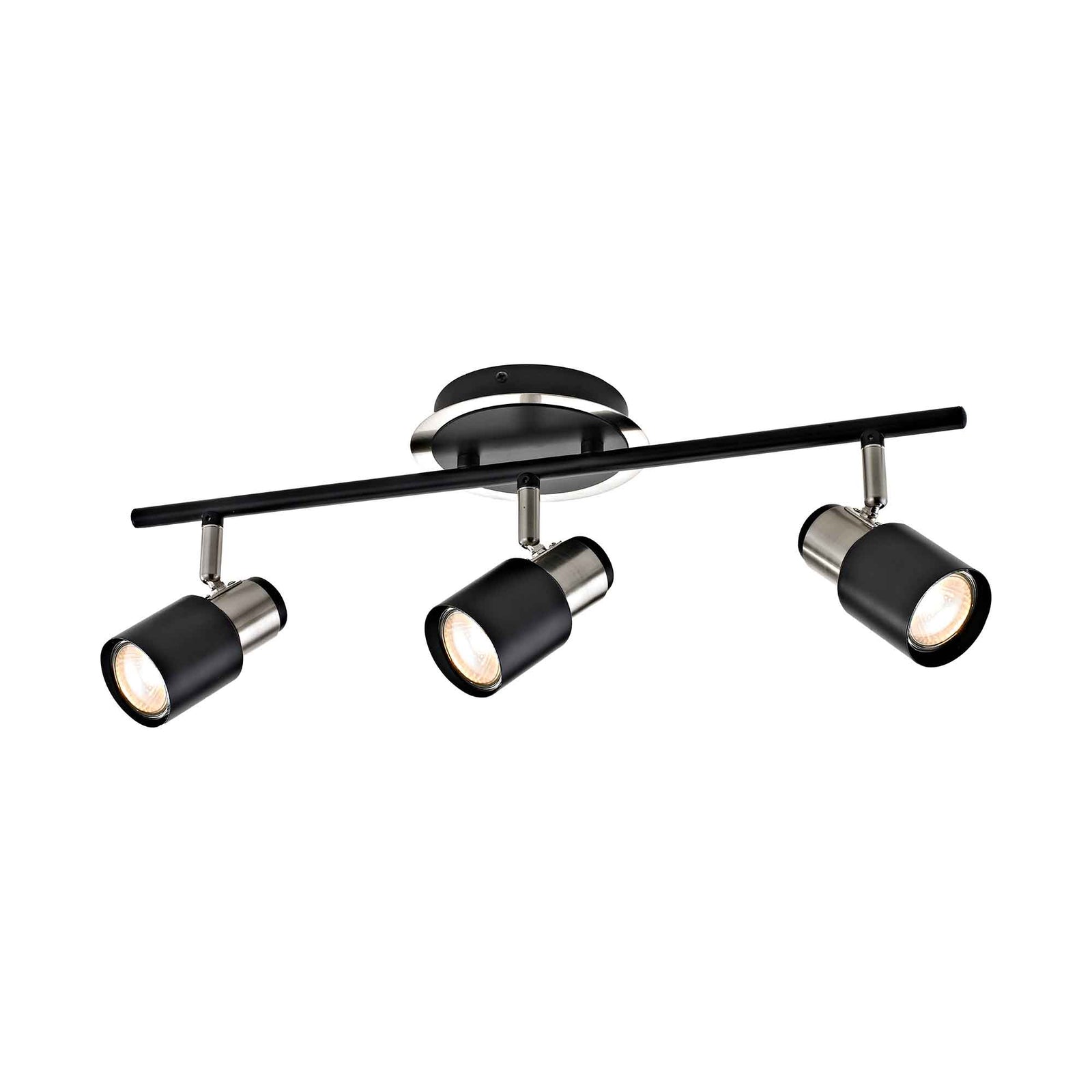 Rail d'éclairage Harbour à 3 têtes en nickel brossé et noir mat, 20,5'' x 6,7''