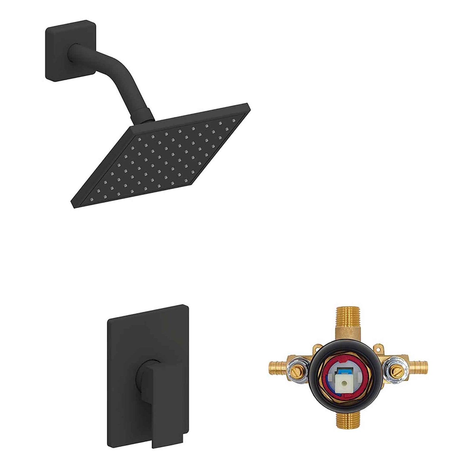 Ensemble de bains-douches style carré, noir mat