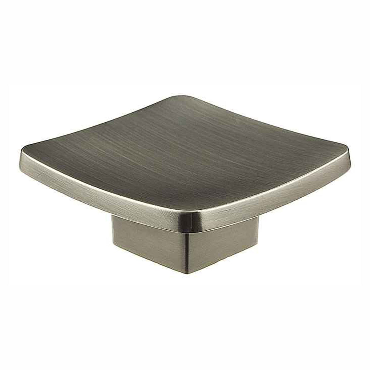 Bouton moderne carré, nickel brossé, 57 mm