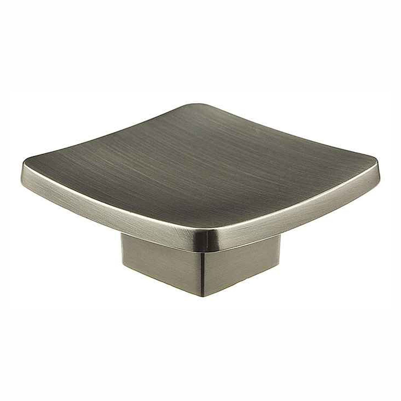 Bouton moderne carré, nickel brossé, 57 mm