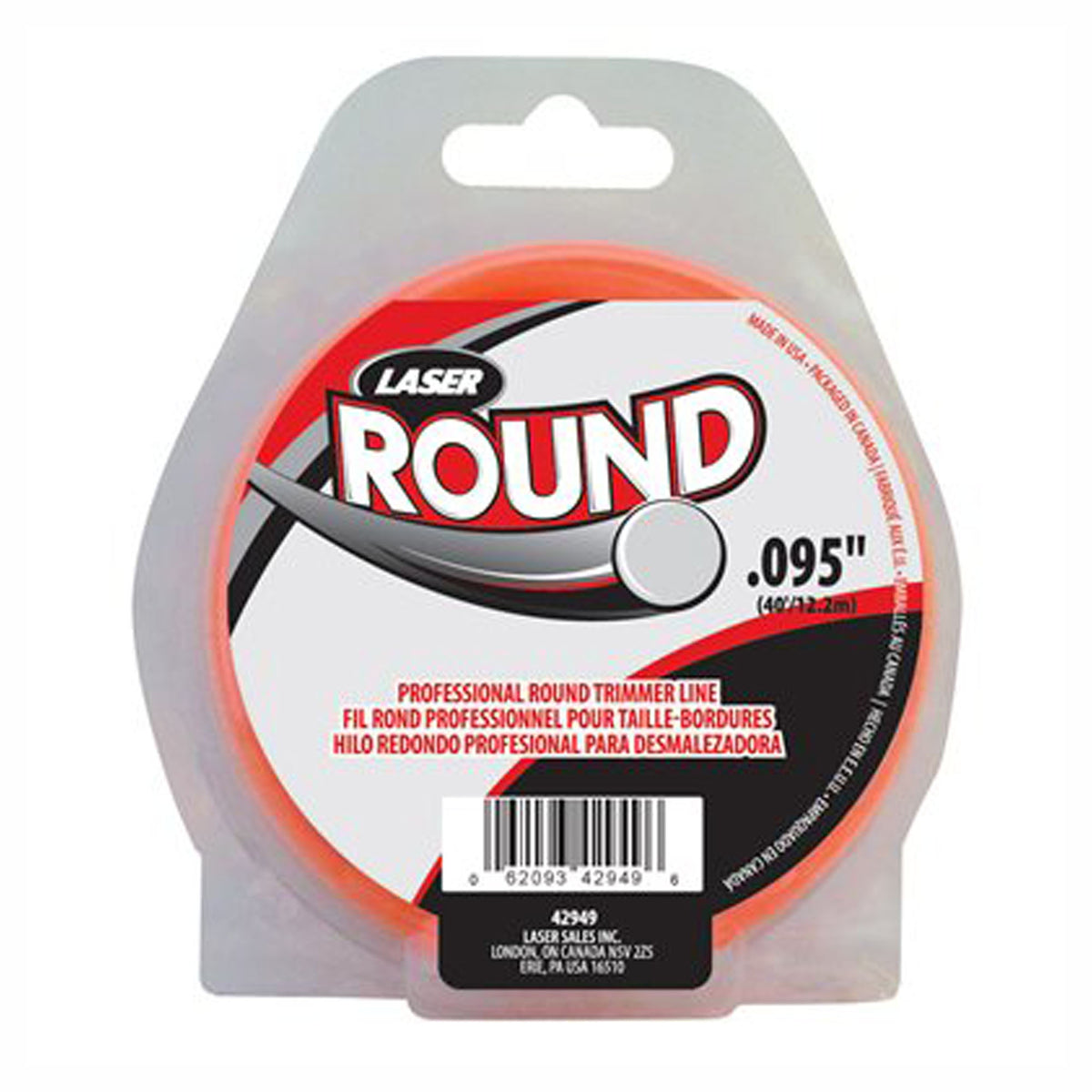 Fil rond pour coupe herbe, électrique ou essence, 0,095'' x 50', orange