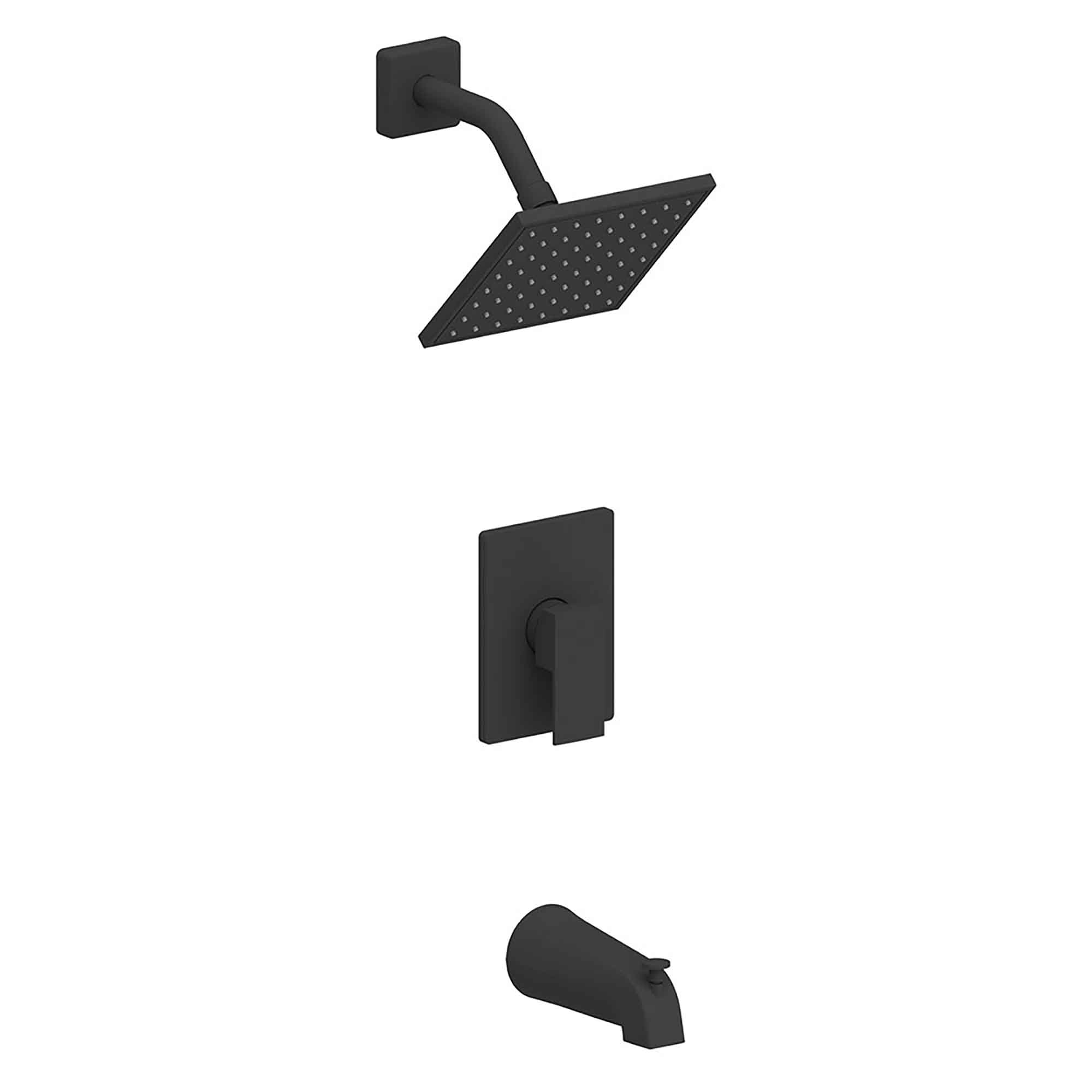 Ensemble de bains-douches avec robinet style carré, noir mat