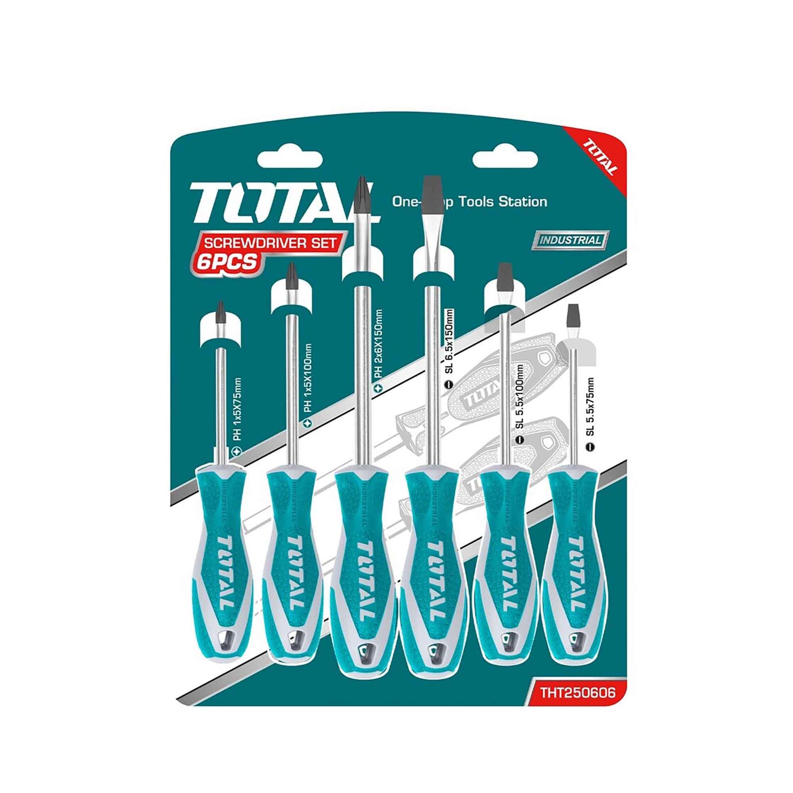 Ensemble de 6 tournevis en chrome vanadium Total tools