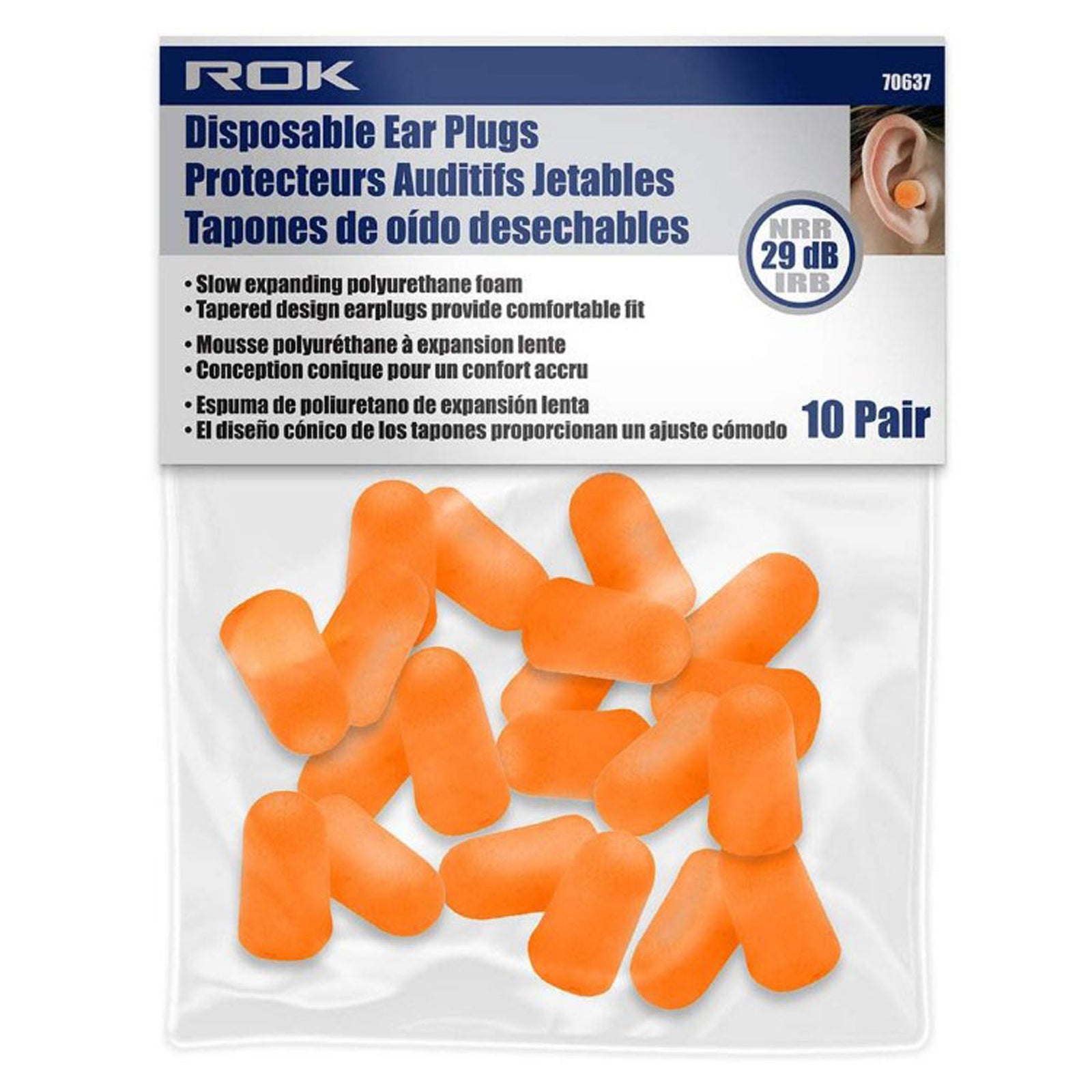 Bouchons d'oreilles, jetables, (emballage de 10 paires)