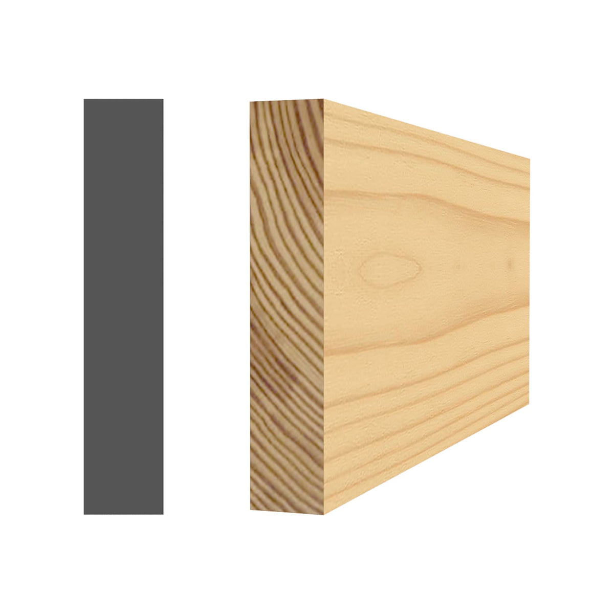 Rectangle en pin jointé 5/16&quot; x 1-5/8&quot; x 8&#39;