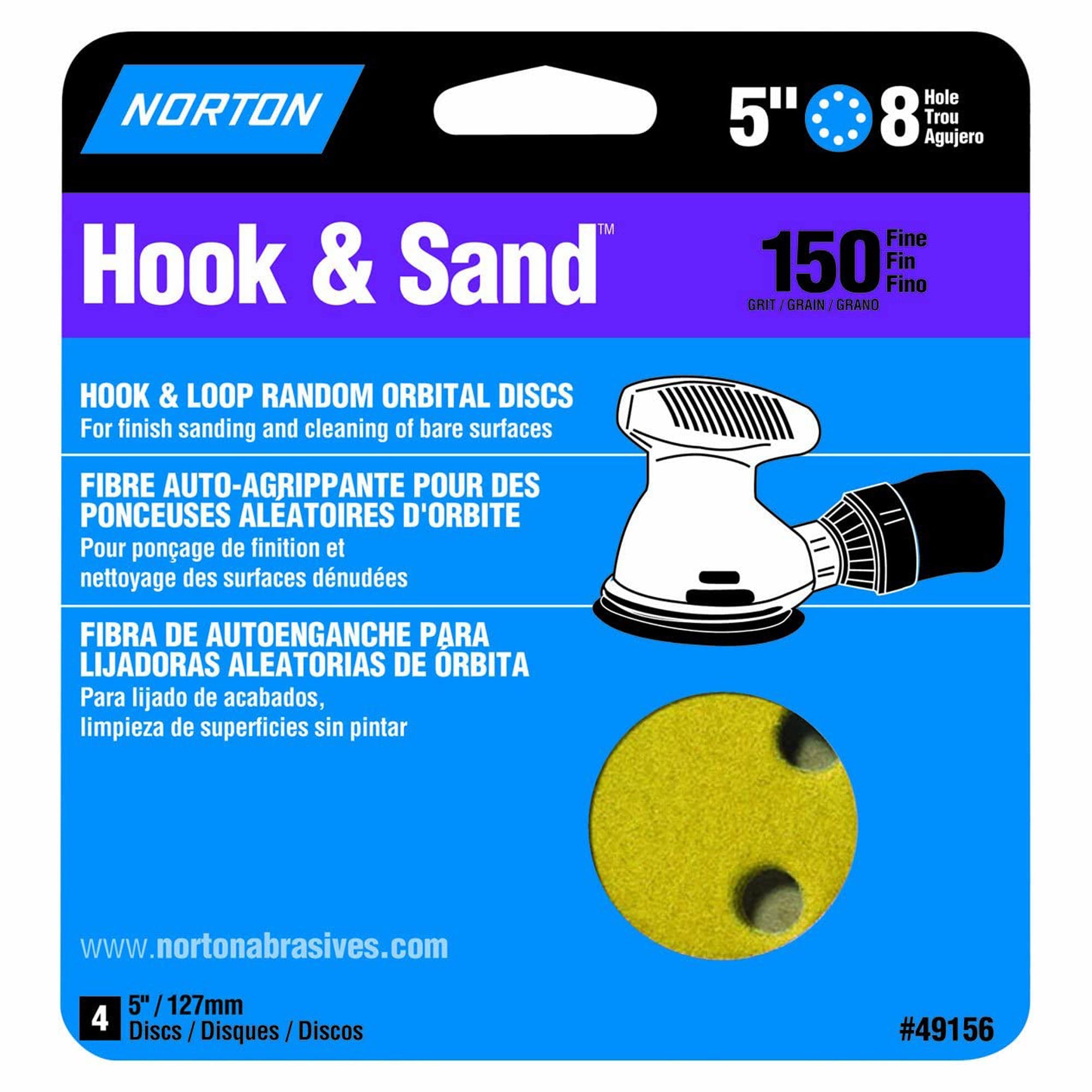 Disque de ponçage, 8 troue, 5'', 150 gr