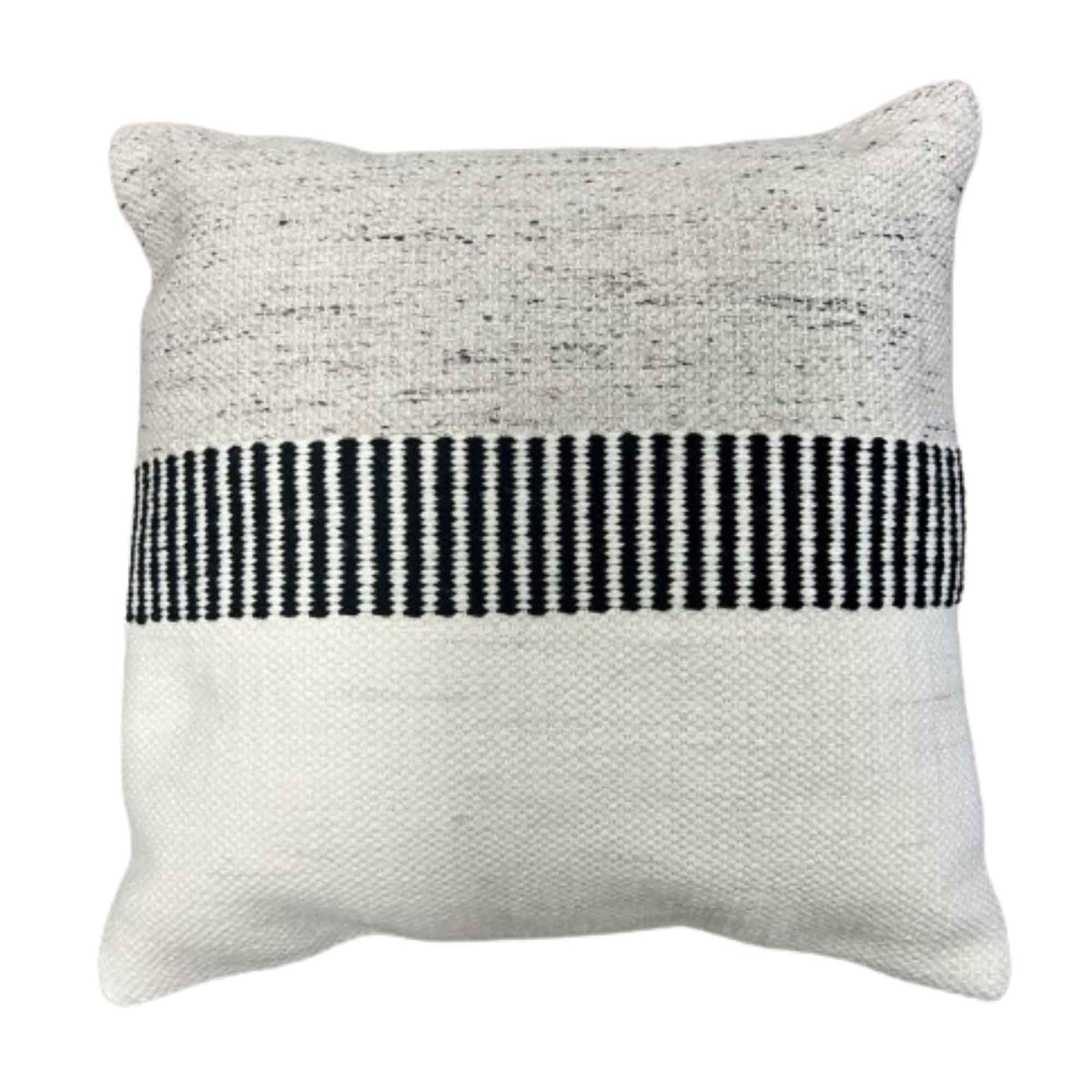 Coussin à rayures Graphite, 18&#39;&#39; x 18&#39;&#39; (noir et Natural)