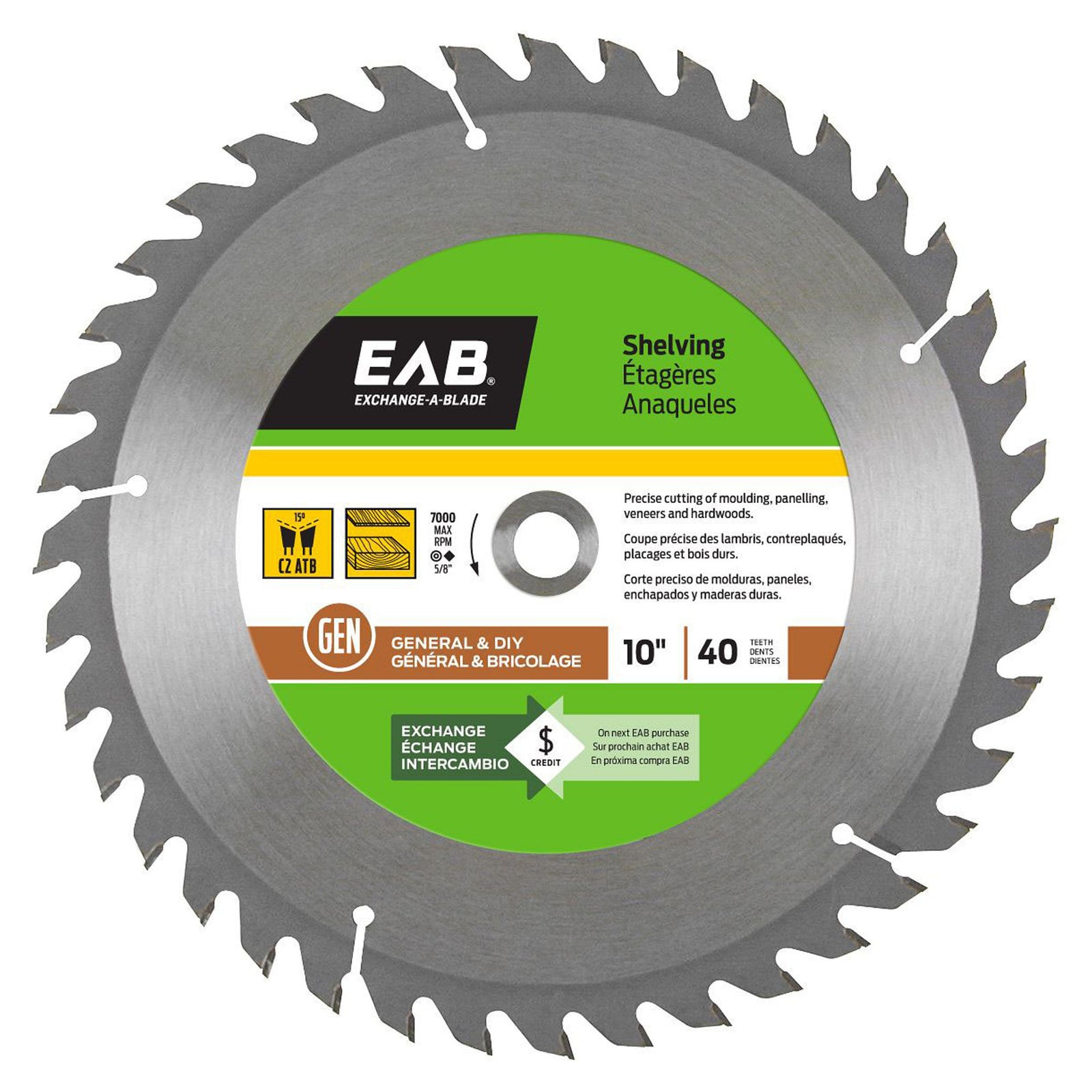 Lame à bois, pour finition, par 40 dents, 10''