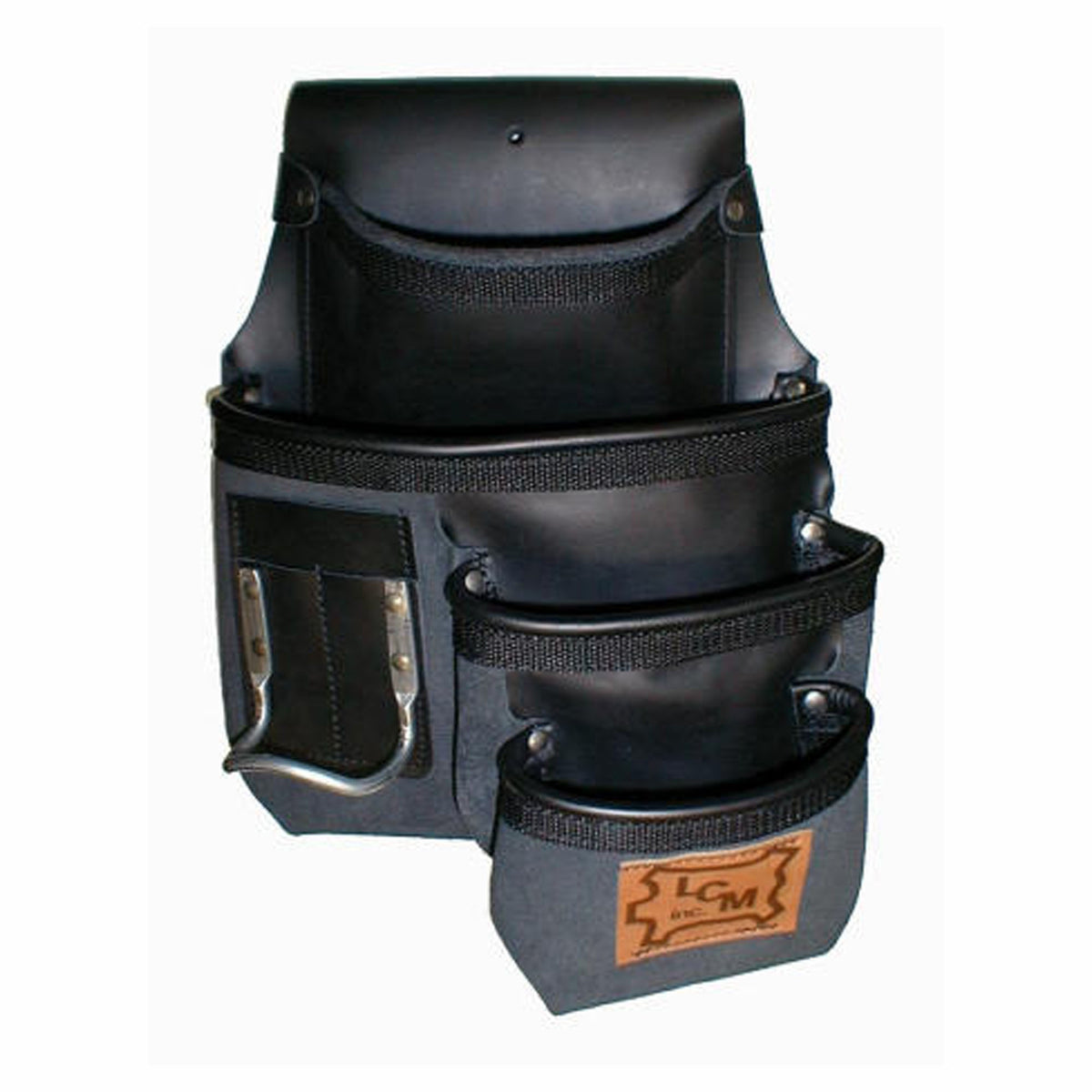 Sac en cuir pour poseur de gypse, 4 poches, support à marteau, noir