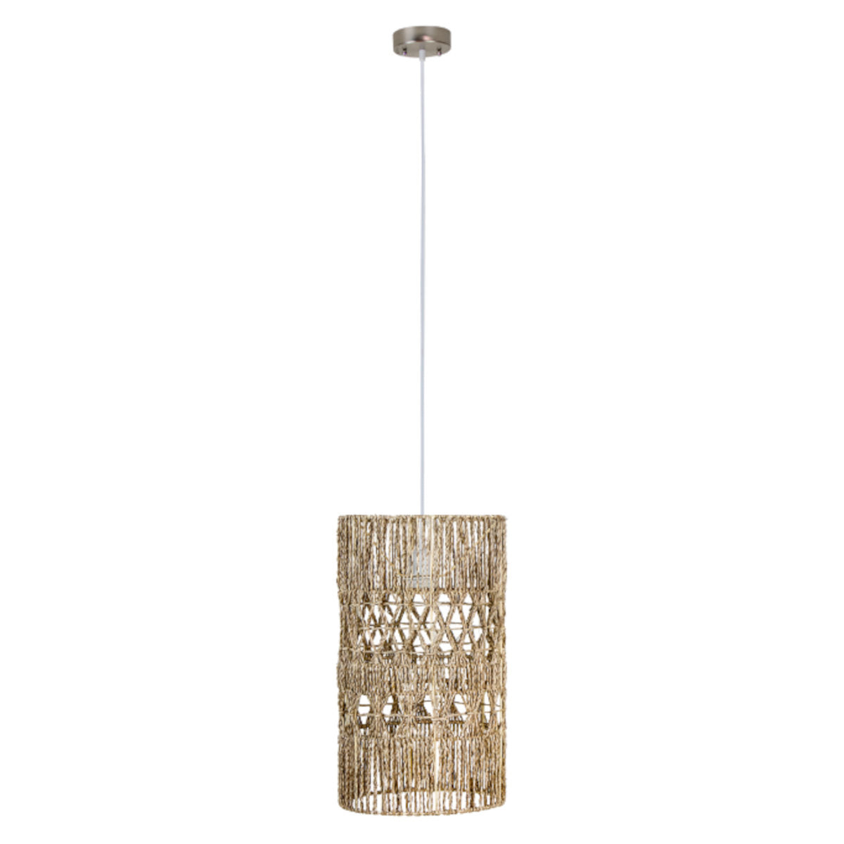 Luminaire Suspendu Kampala, En Jonc De Mer, 25 X 45 Cm