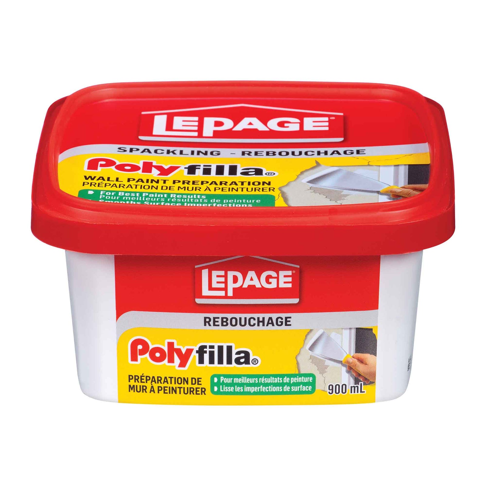 Plâtre reboucheur pour mur à peinturer Polyfilla blanc, 900 ml