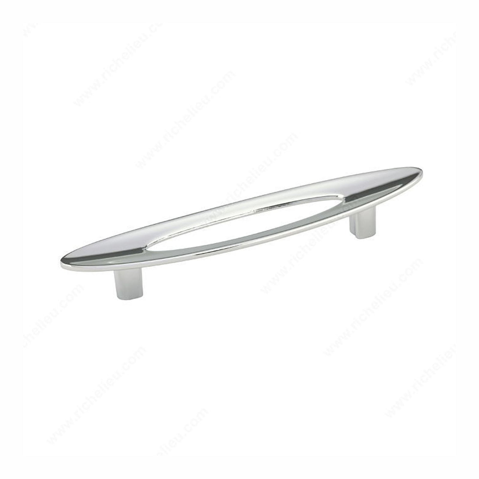 Poignée moderne creuse, chrome poli, 96 mm