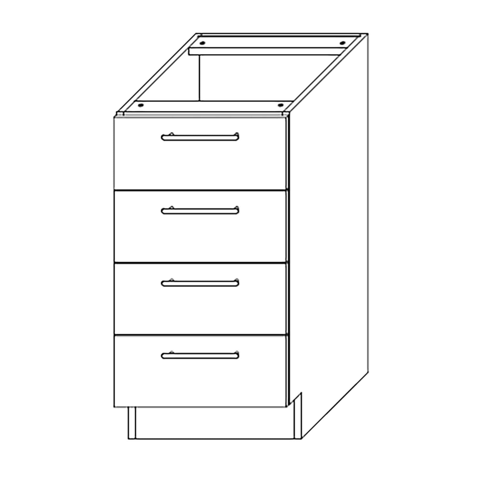 Caisson bas d'armoire 4 tiroirs, 15'', noir mat