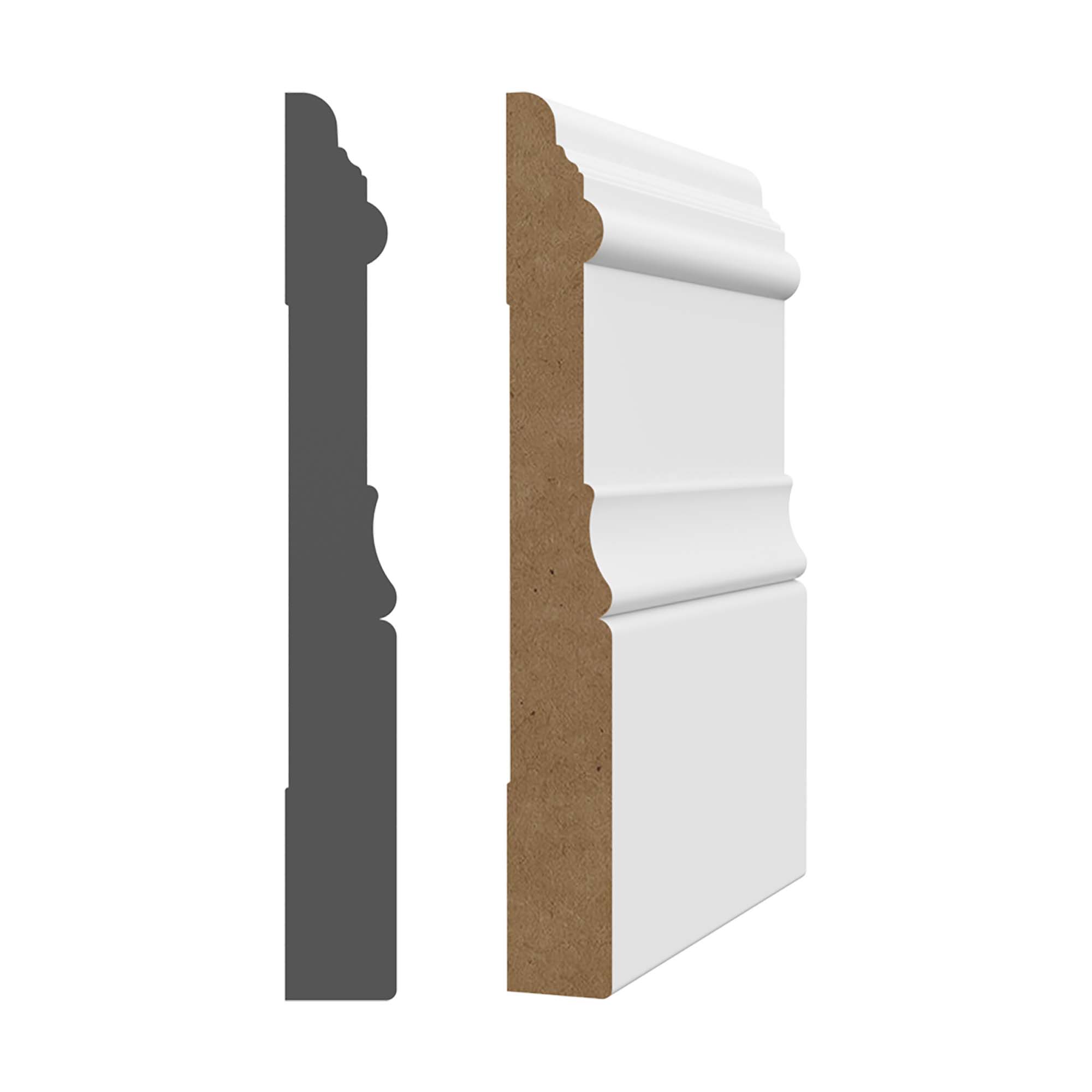 Plinthe en MDF avec apprêt blanc 5/8'' x 5'' x 8'