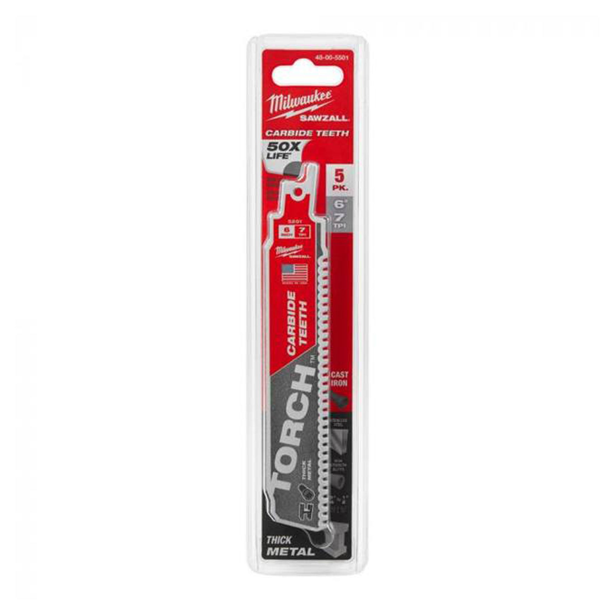 Lame de scie alternative Sawzall Torch au carbure, 6'' X 7 TPI  (emballage de 5)