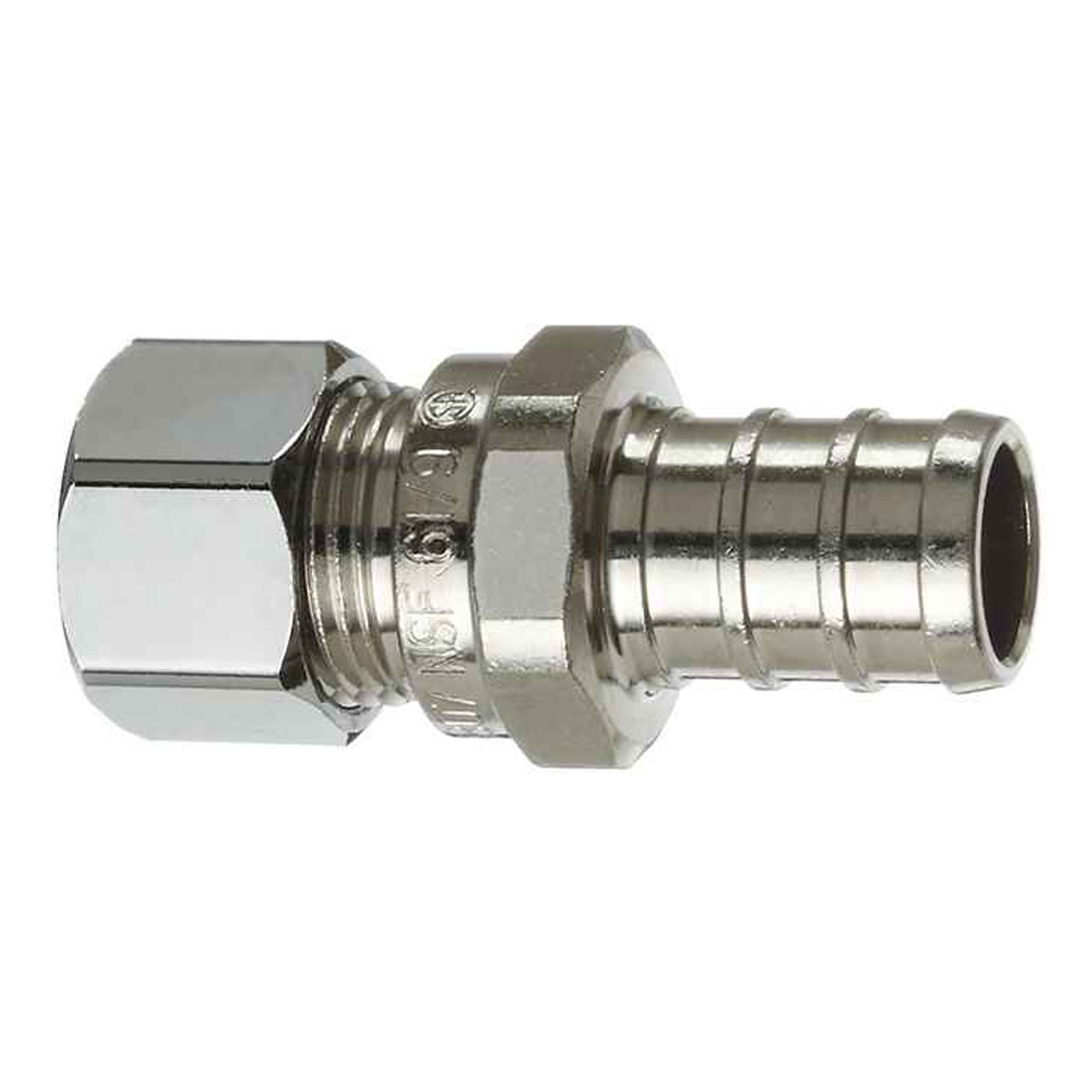 Adaptateur droit 1/2'' pex x 3/8 comp. Chrome