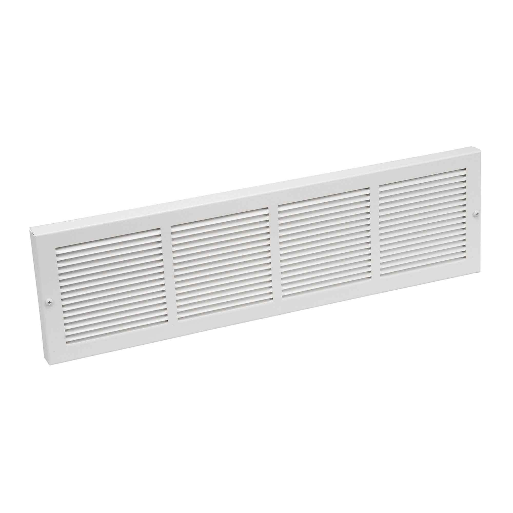 Grille de plinthe de retour d'air en acier peint en blanc, 30" x 6"