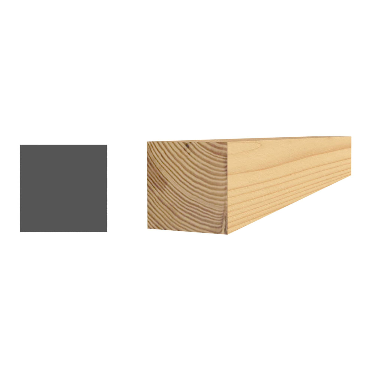 Carré en pin jointé 1/2&quot; x 1/2&quot; x 8&#39;