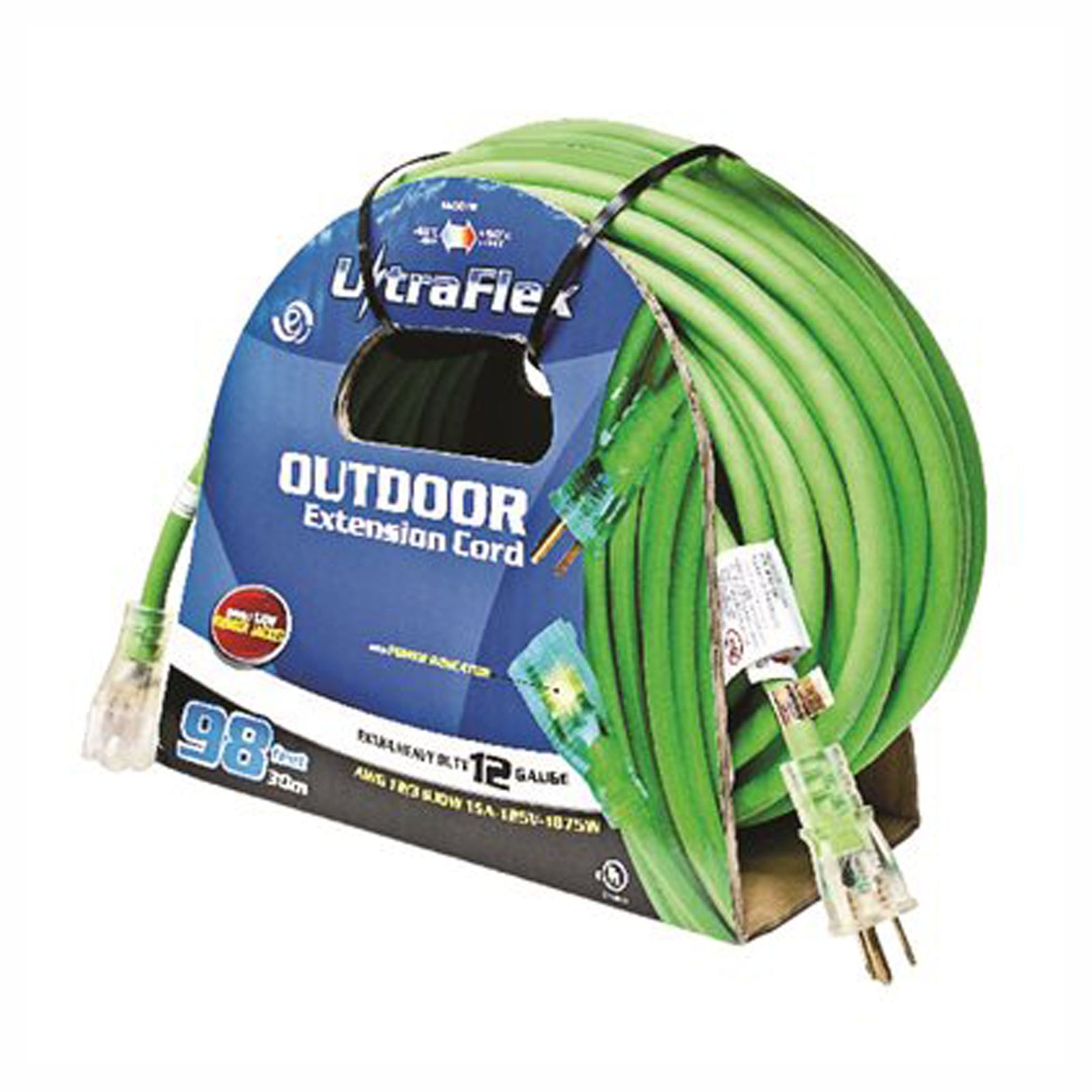 Rallonge extérieur vert, calibre 12/3, 100'