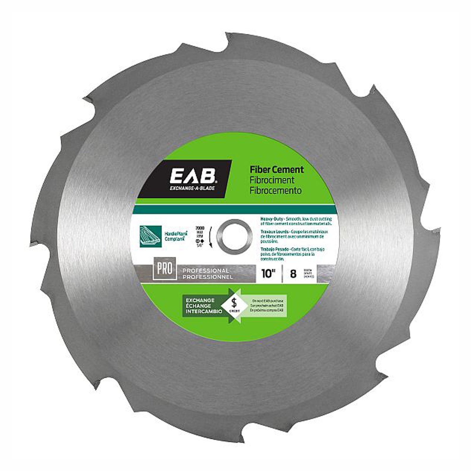 Lame de scie professionnelle pour le fibrociment, 10'' x 8 dents